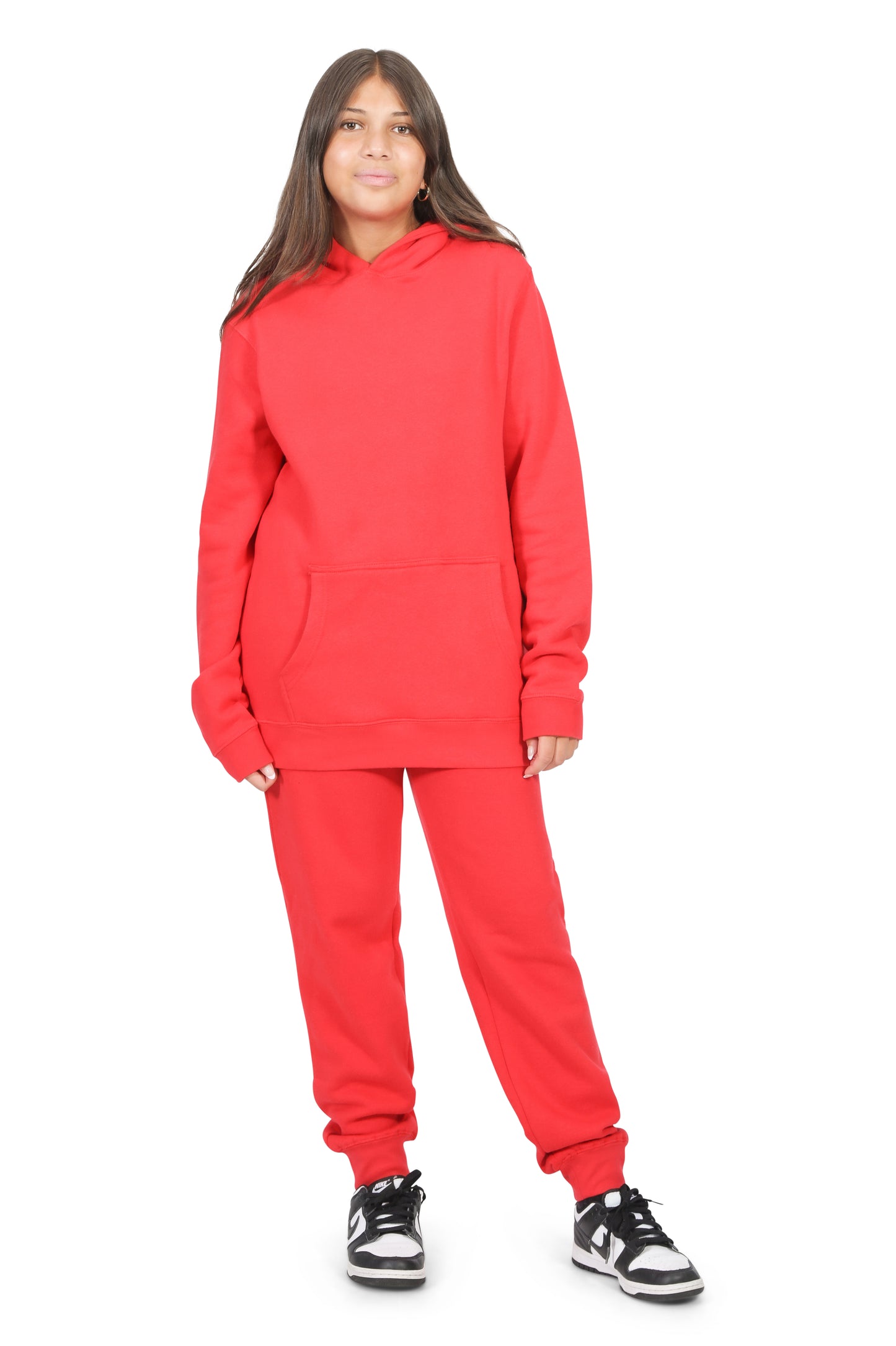 EVERYDAY KIDS All-Season Red Pullover Hoodie – Warm Fleece Sweatshirt with Hood – Ideal for School, Outdoor Play, or Travel – Girls Hoodie