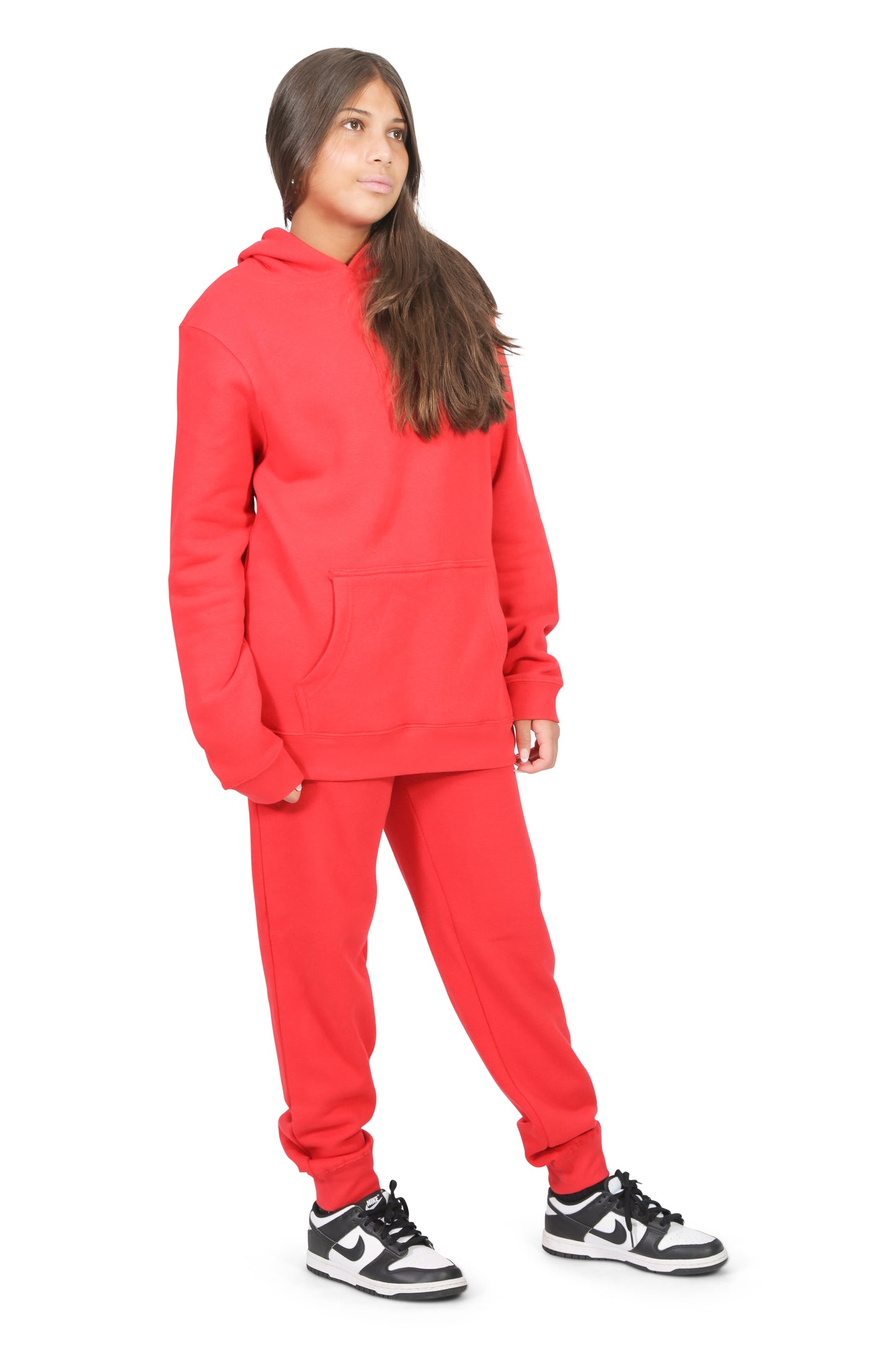 EVERYDAY KIDS All-Season Red Pullover Hoodie – Warm Fleece Sweatshirt with Hood – Ideal for School, Outdoor Play, or Travel – Girls Hoodie