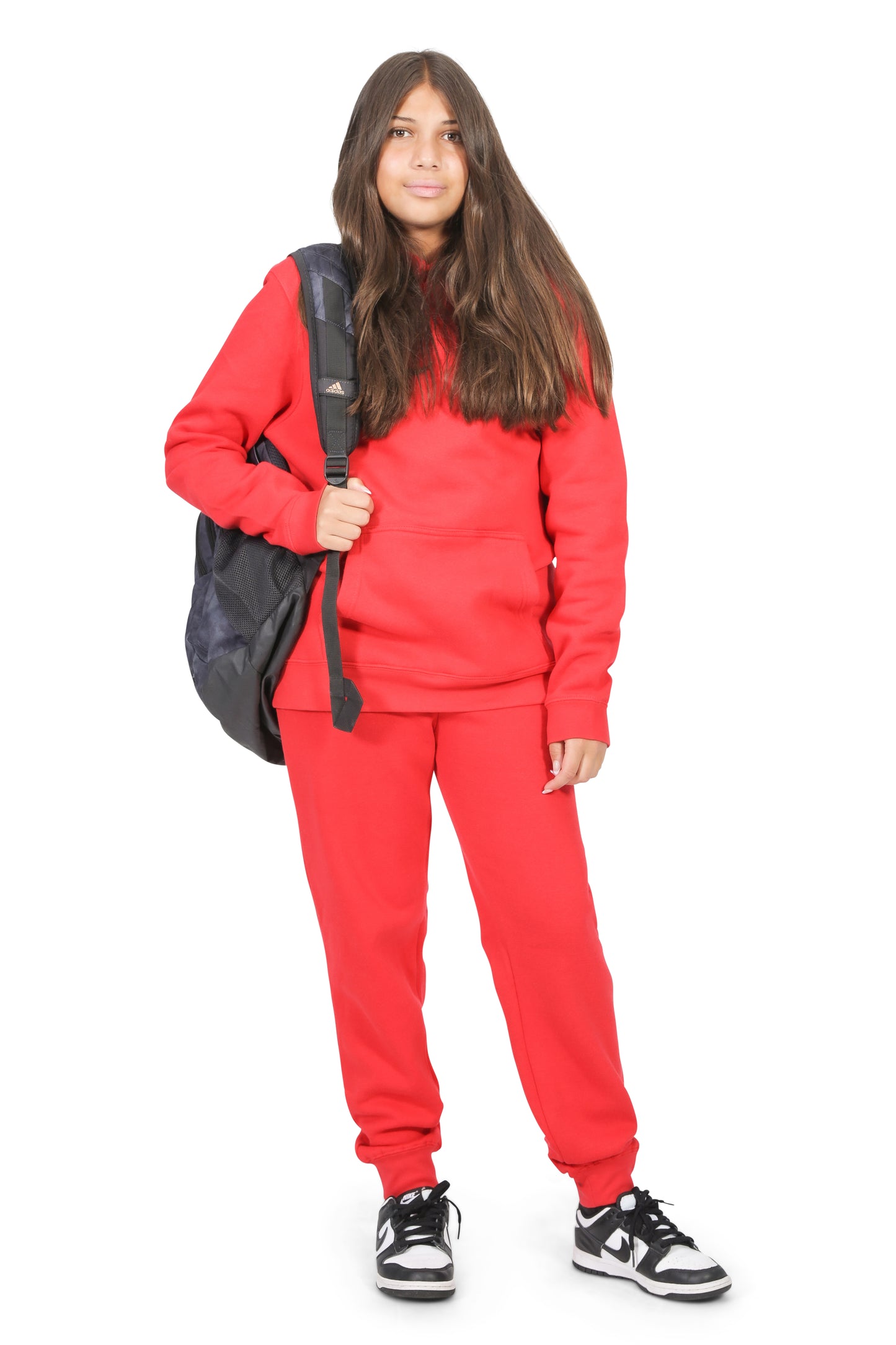 EVERYDAY KIDS All-Season Red Pullover Hoodie – Warm Fleece Sweatshirt with Hood – Ideal for School, Outdoor Play, or Travel – Girls Hoodie