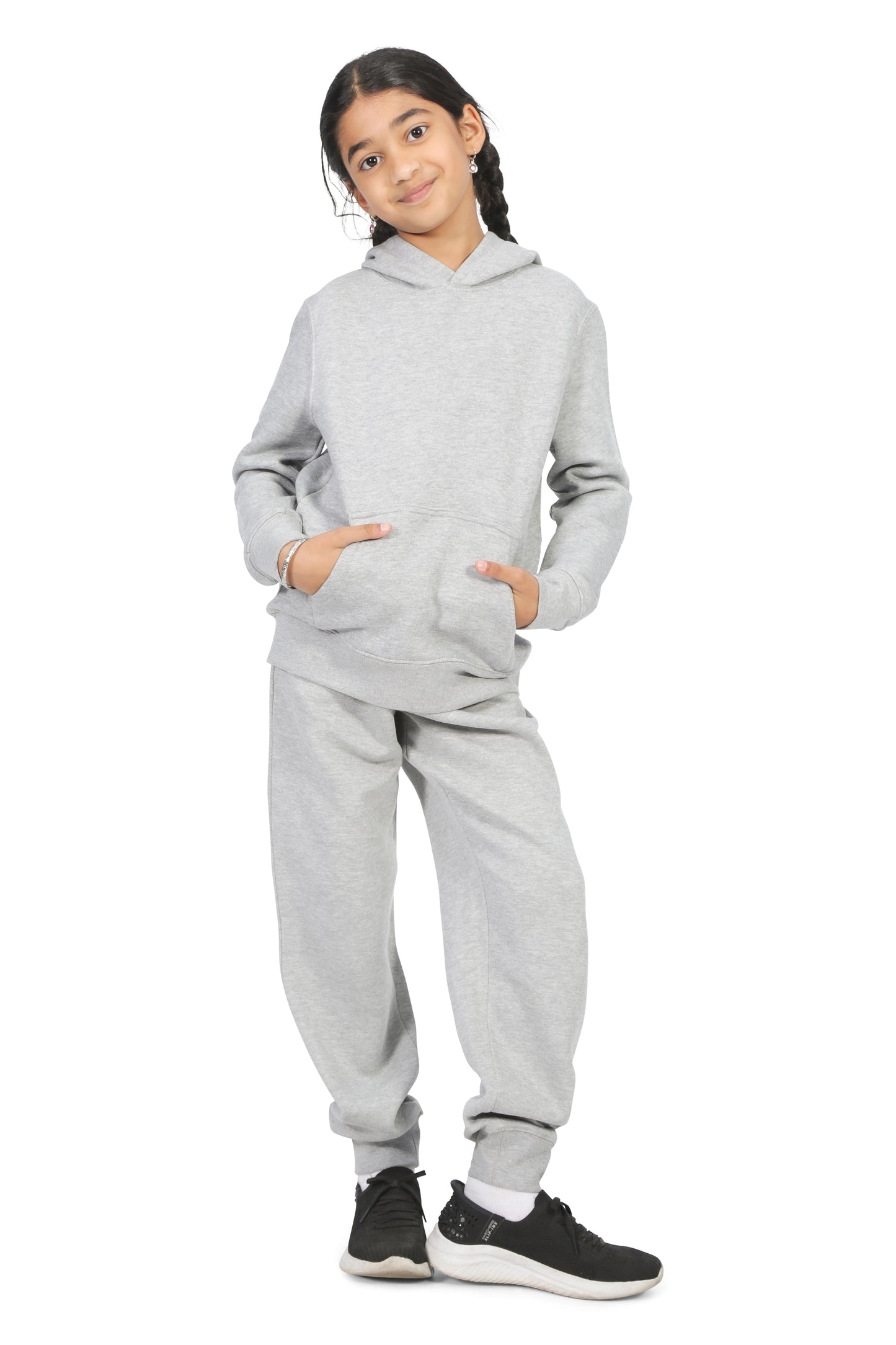 EVERYDAY KIDS All-Season Heather Gray Pullover Hoodie – Warm Fleece Sweatshirt with Hood – Ideal for School, Outdoor Play, or Travel – Girls Hoodie