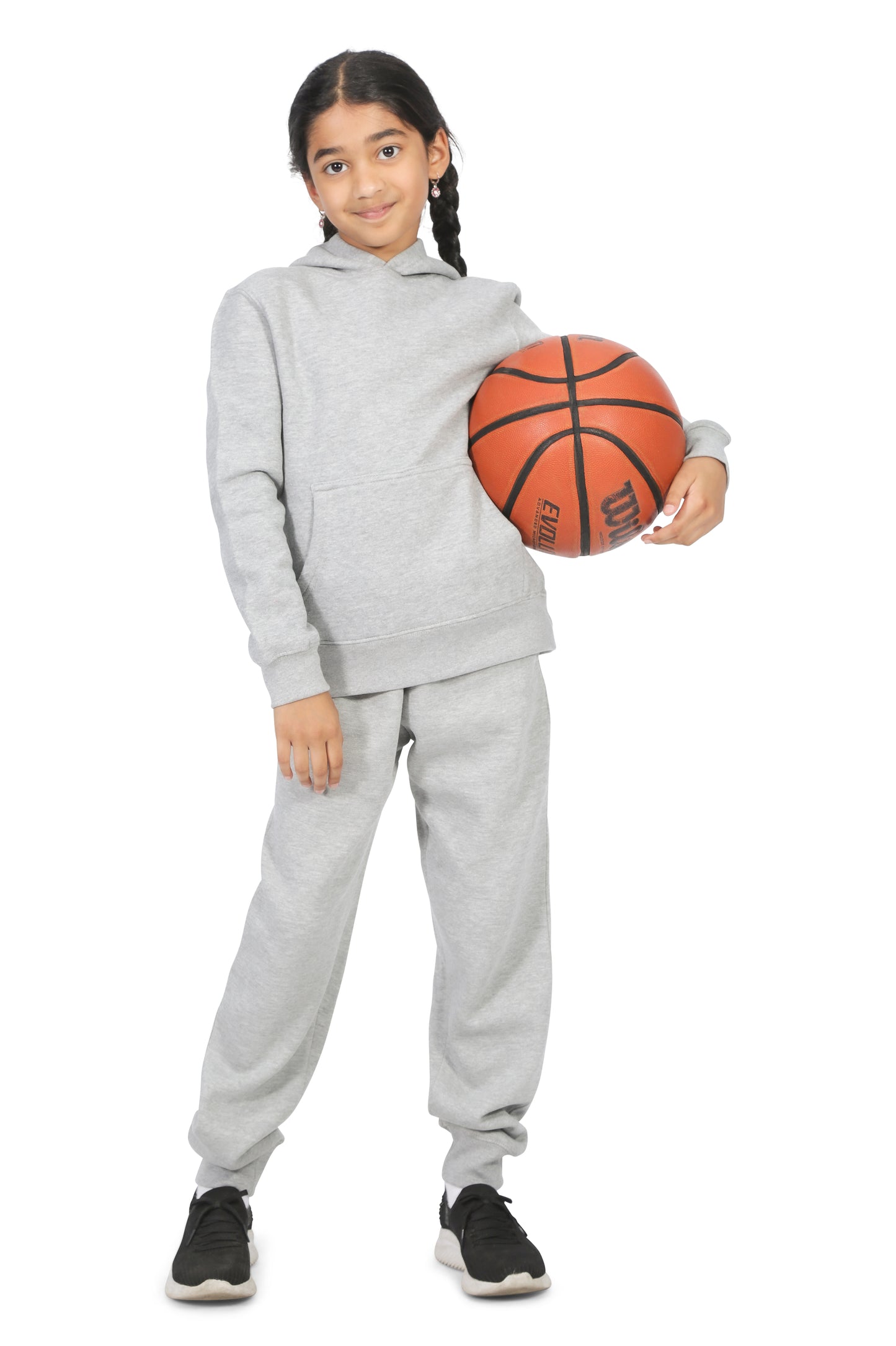 EVERYDAY KIDS All-Season Heather Gray Pullover Hoodie – Warm Fleece Sweatshirt with Hood – Ideal for School, Outdoor Play, or Travel – Girls Hoodie