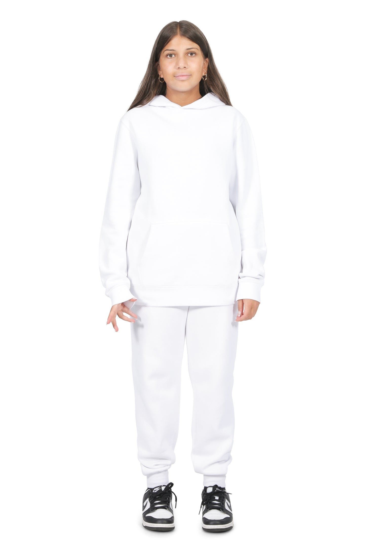 EVERYDAY KIDS All-Season White Pullover Hoodie – Warm Fleece Sweatshirt with Hood – Ideal for School, Outdoor Play, or Travel – Girls Hoodie