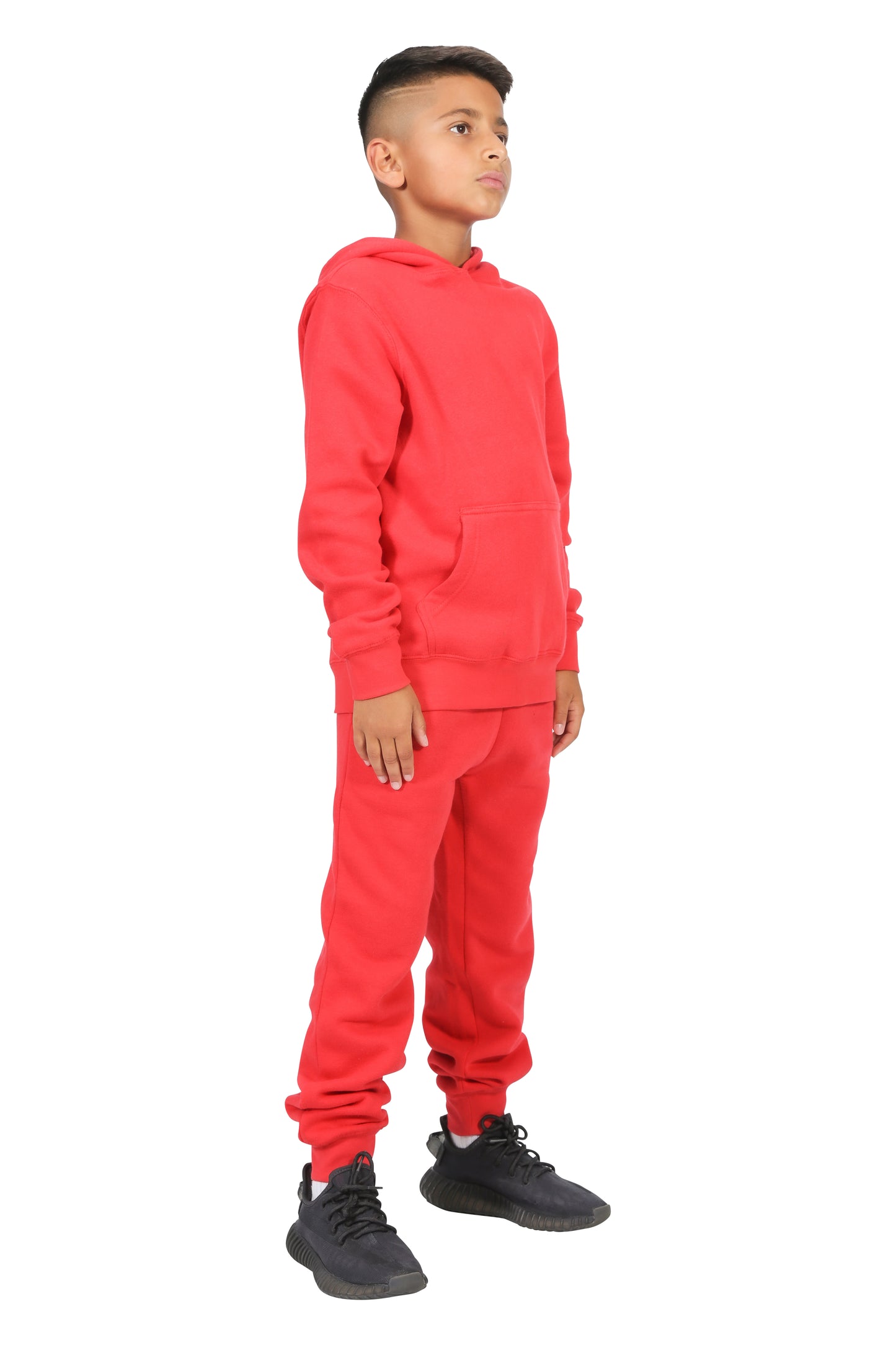 Boys Red Cotton Fleece Sweatpants Joggers with Pockets