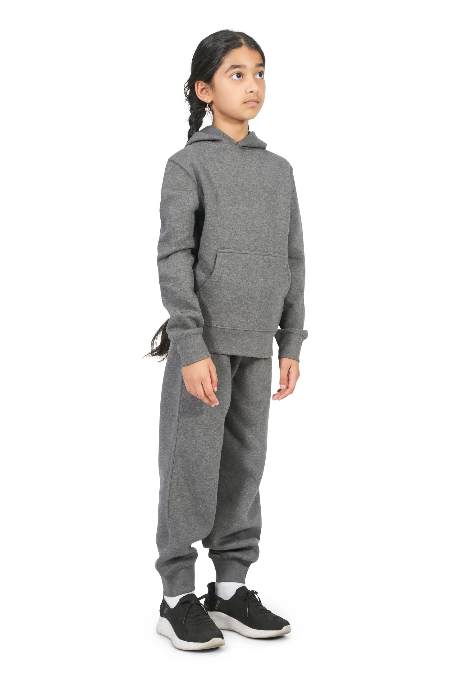 EVERYDAY KIDS All-Season Charcoal Gray Pullover Hoodie – Warm Fleece Sweatshirt with Hood – Ideal for School, Outdoor Play, or Travel – Girls Hoodie