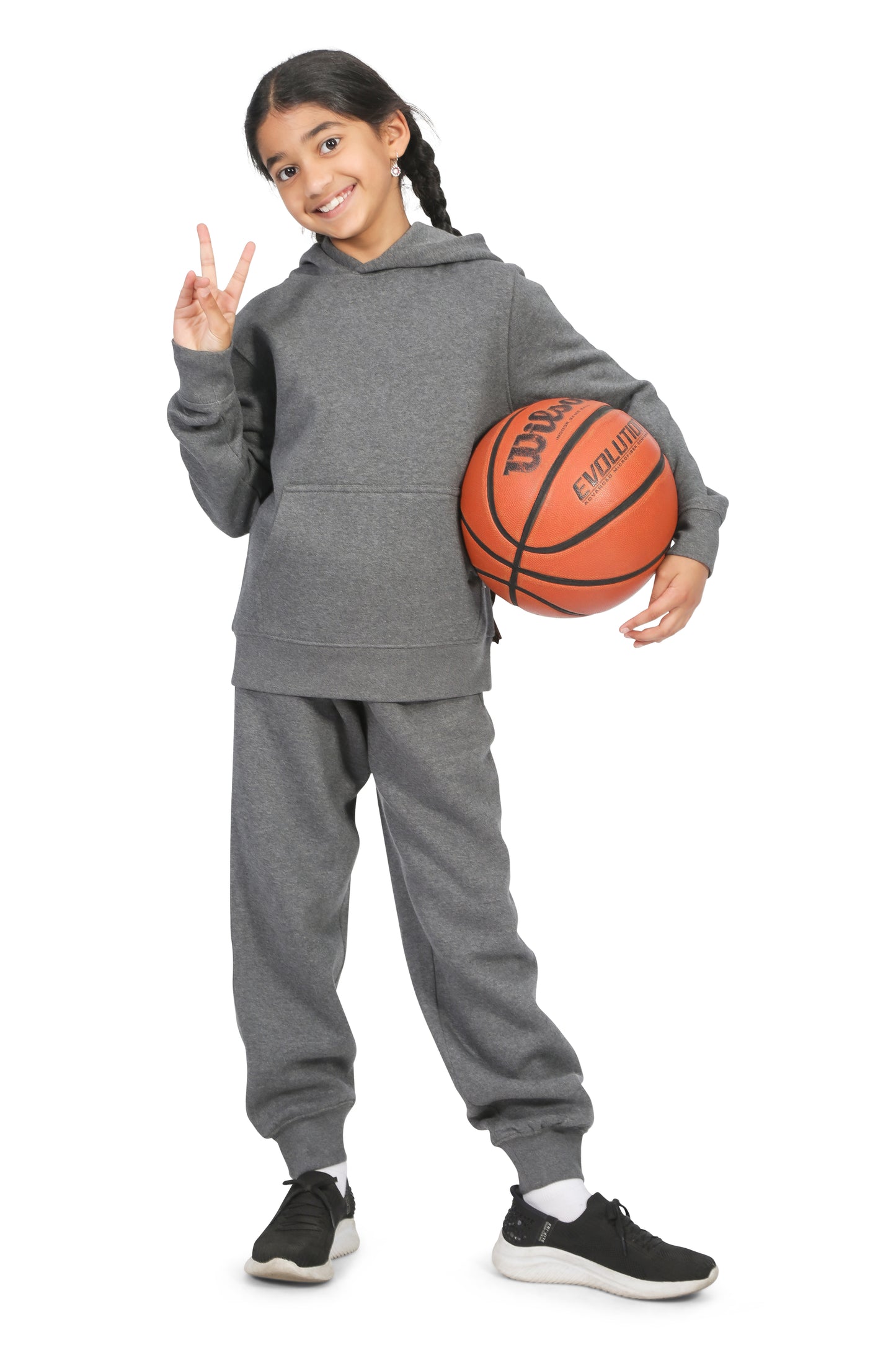 EVERYDAY KIDS All-Season Charcoal Gray Pullover Hoodie – Warm Fleece Sweatshirt with Hood – Ideal for School, Outdoor Play, or Travel – Girls Hoodie