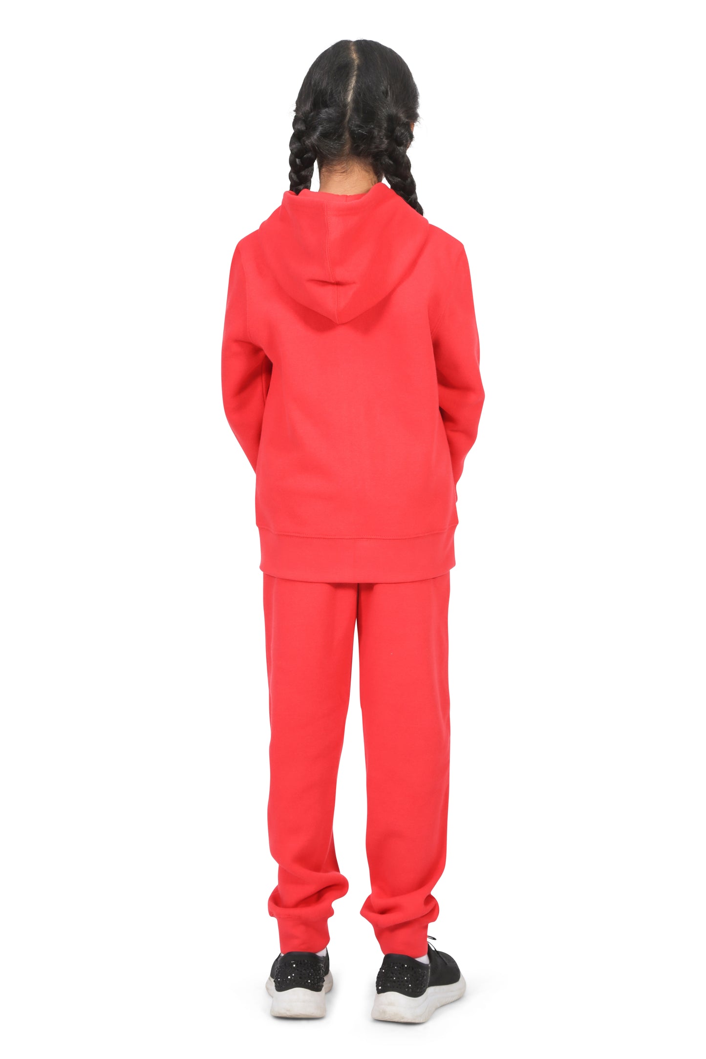 EVERYDAY KIDS Girls Red Zip-Up Hoodie – Soft Fleece Jacket with Hood – All-Season Kids Sweatshirt for School, Play, or Layering
