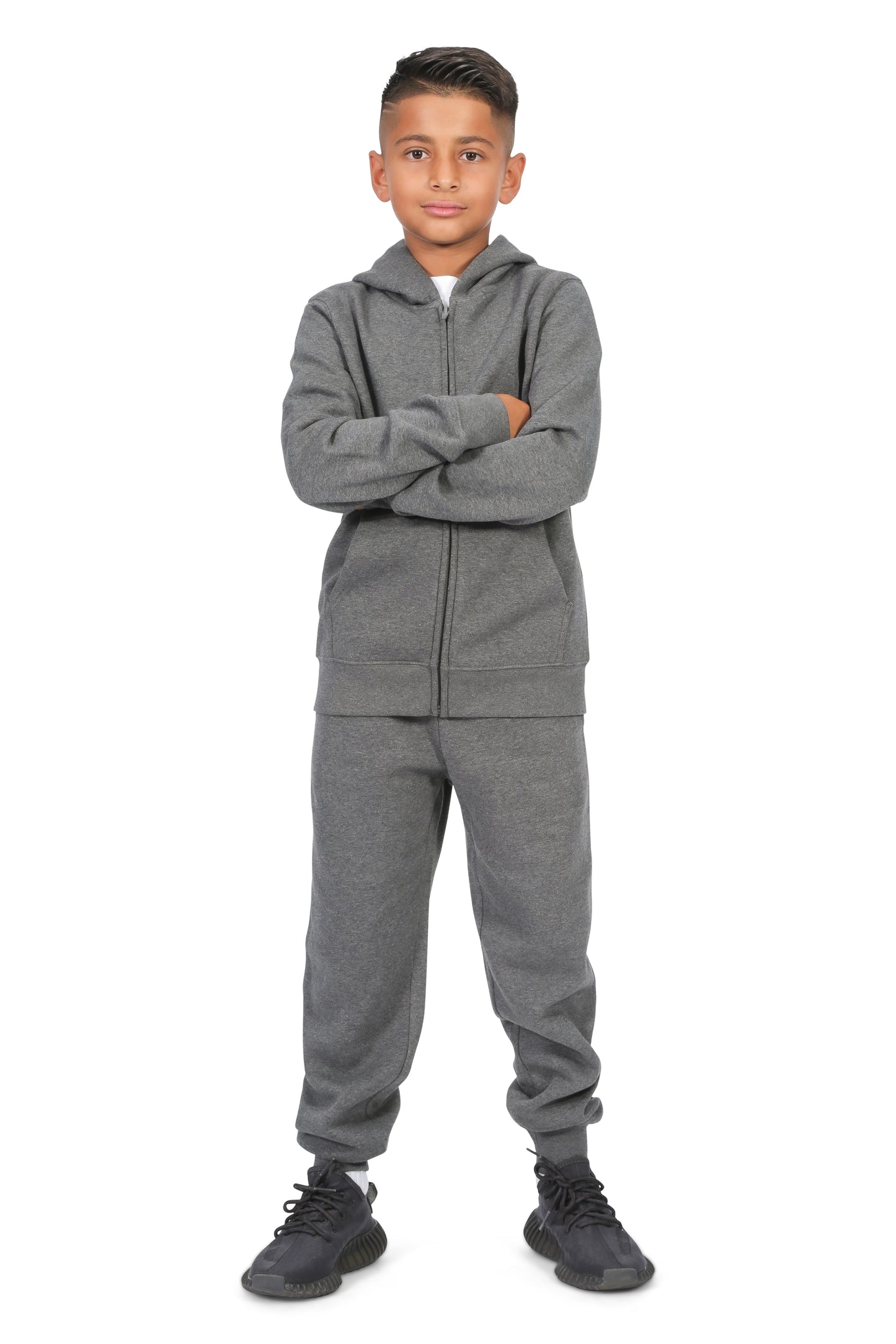EVERYDAY KIDS Boys Charcoal Gray Zip-Up Hoodie – Soft Fleece Jacket with Hood – All-Season Kids Sweatshirt for School, Play, or Layering