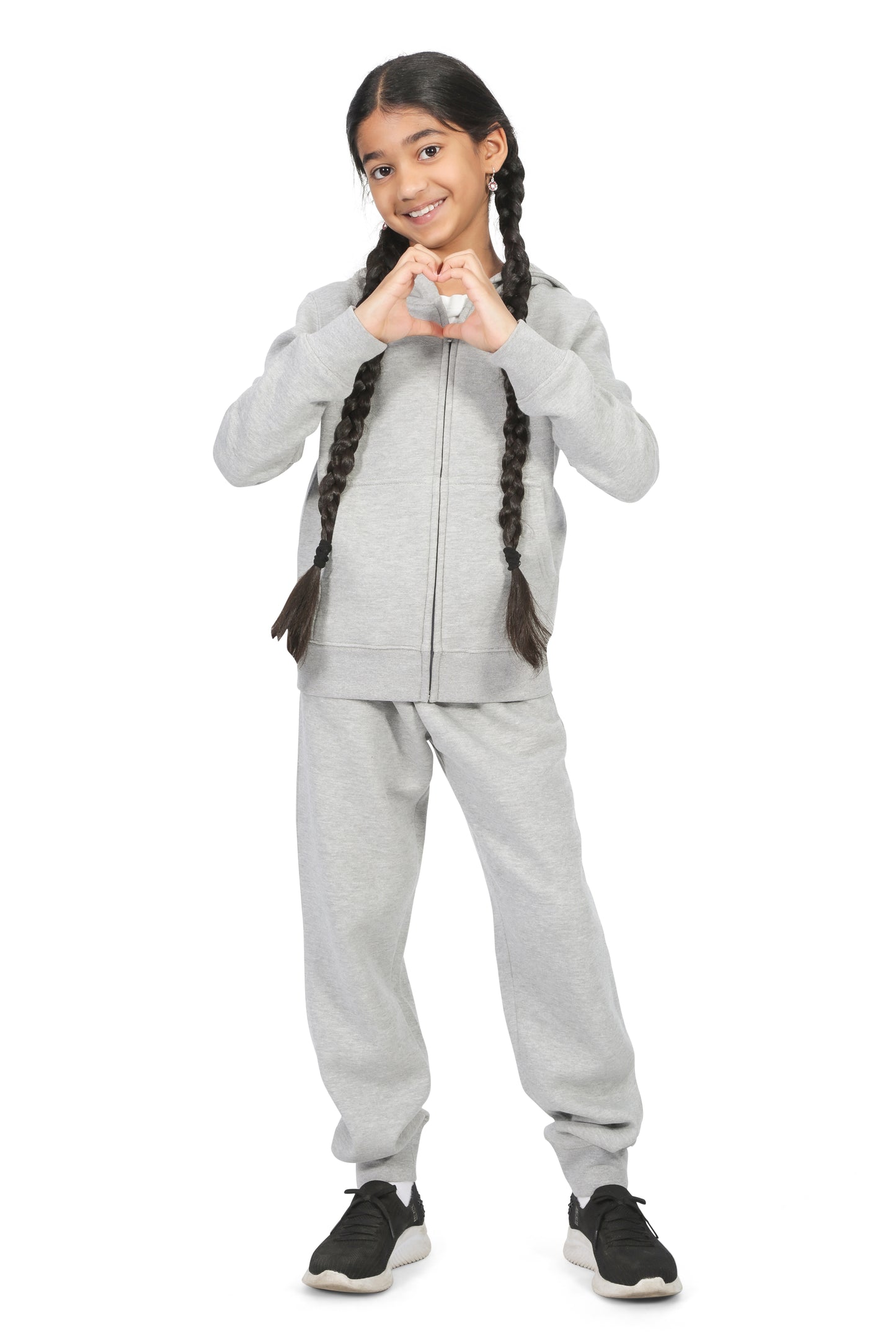 EVERYDAY KIDS Girls Heather Gray Zip-Up Hoodie – Soft Fleece Jacket with Hood – All-Season Kids Sweatshirt for School, Play, or Layering