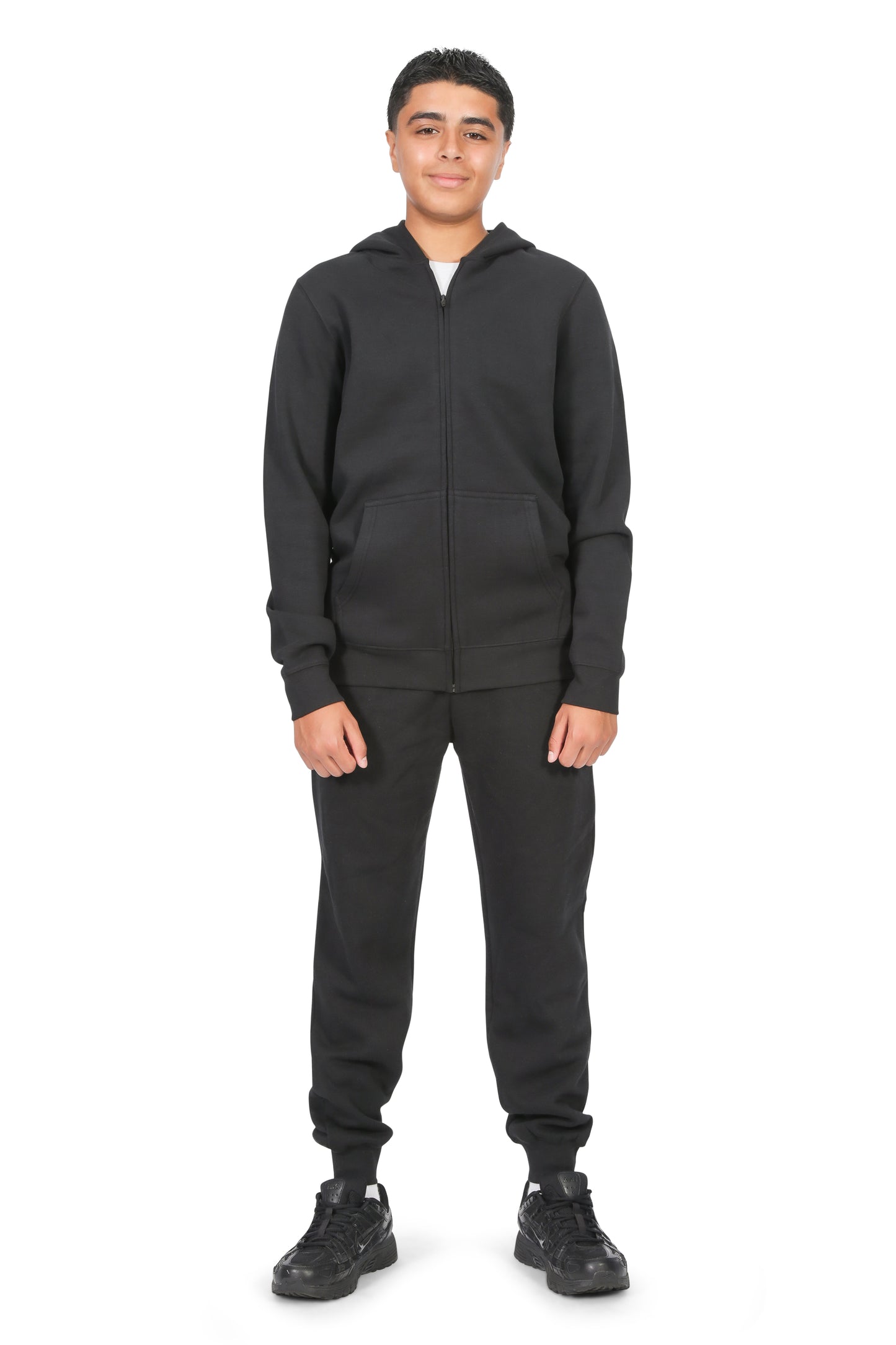 EVERYDAY KIDS Boys Black Zip-Up Hoodie – Soft Fleece Jacket with Hood – All-Season Kids Sweatshirt for School, Play, or Layering