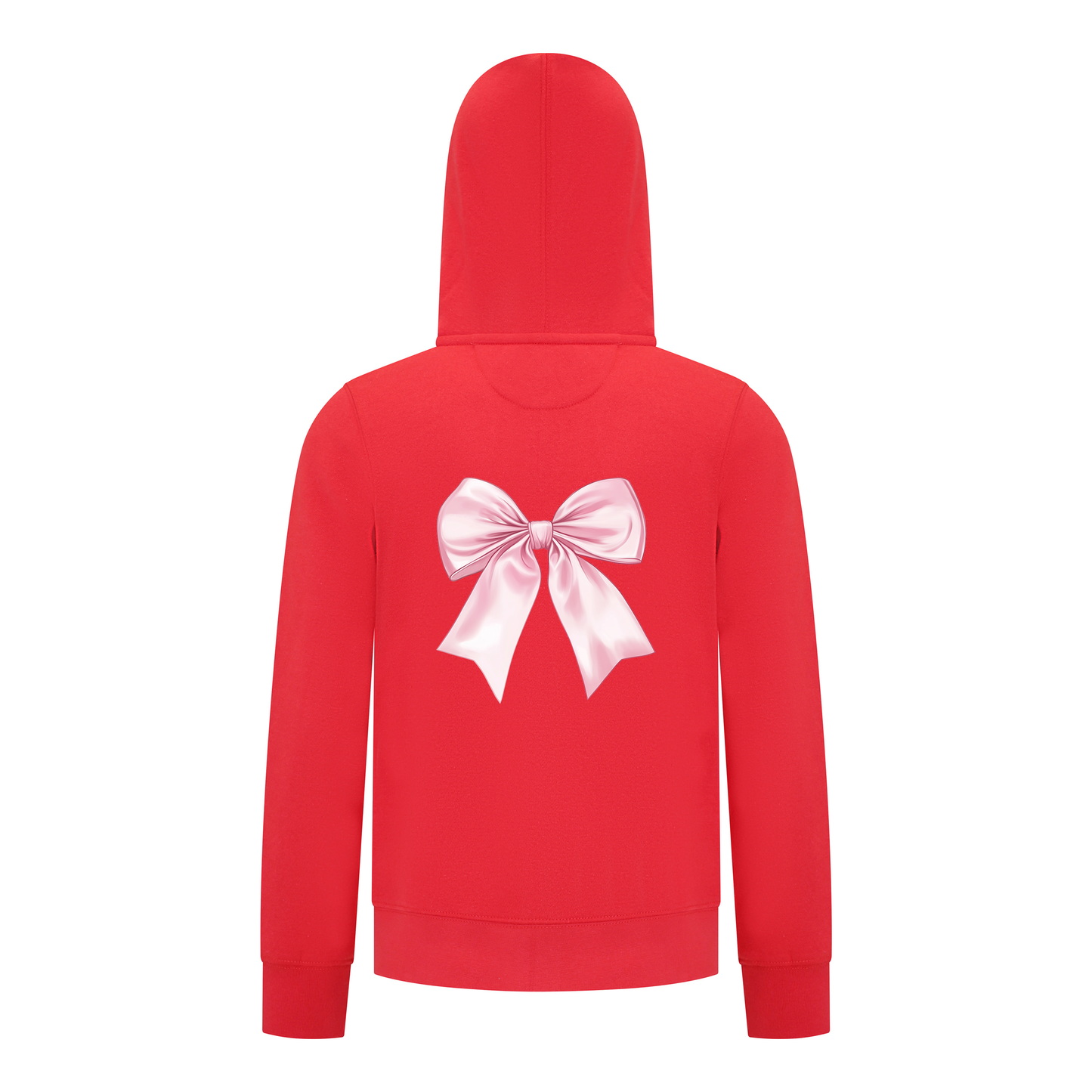 Everyday Kids Girls Collection Pink Bow Zip Up Hoodie – Cute Satin-Style Ribbon Graphic Sweatshirt