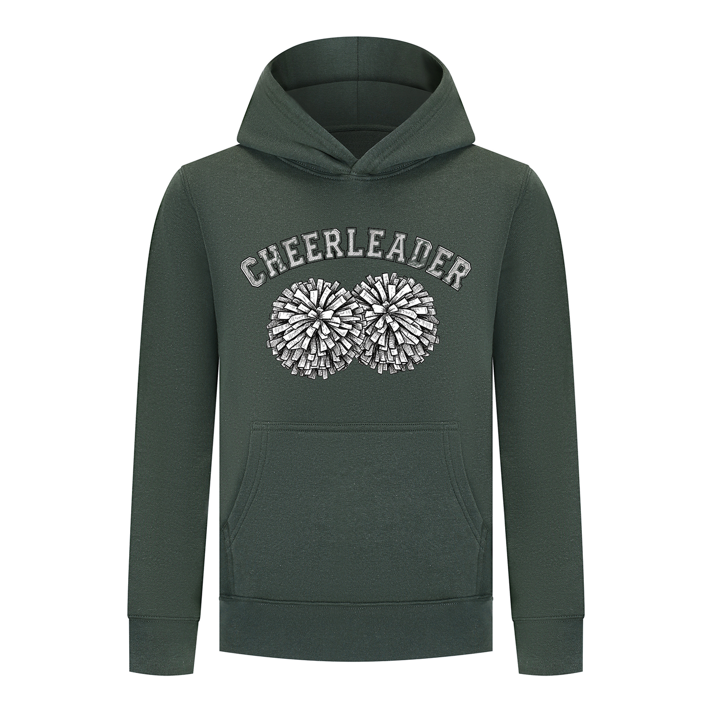 Everyday Kids Cheerleader Girls Pullover Hoodie – Pom Pom Sketch Graphic Sweatshirt