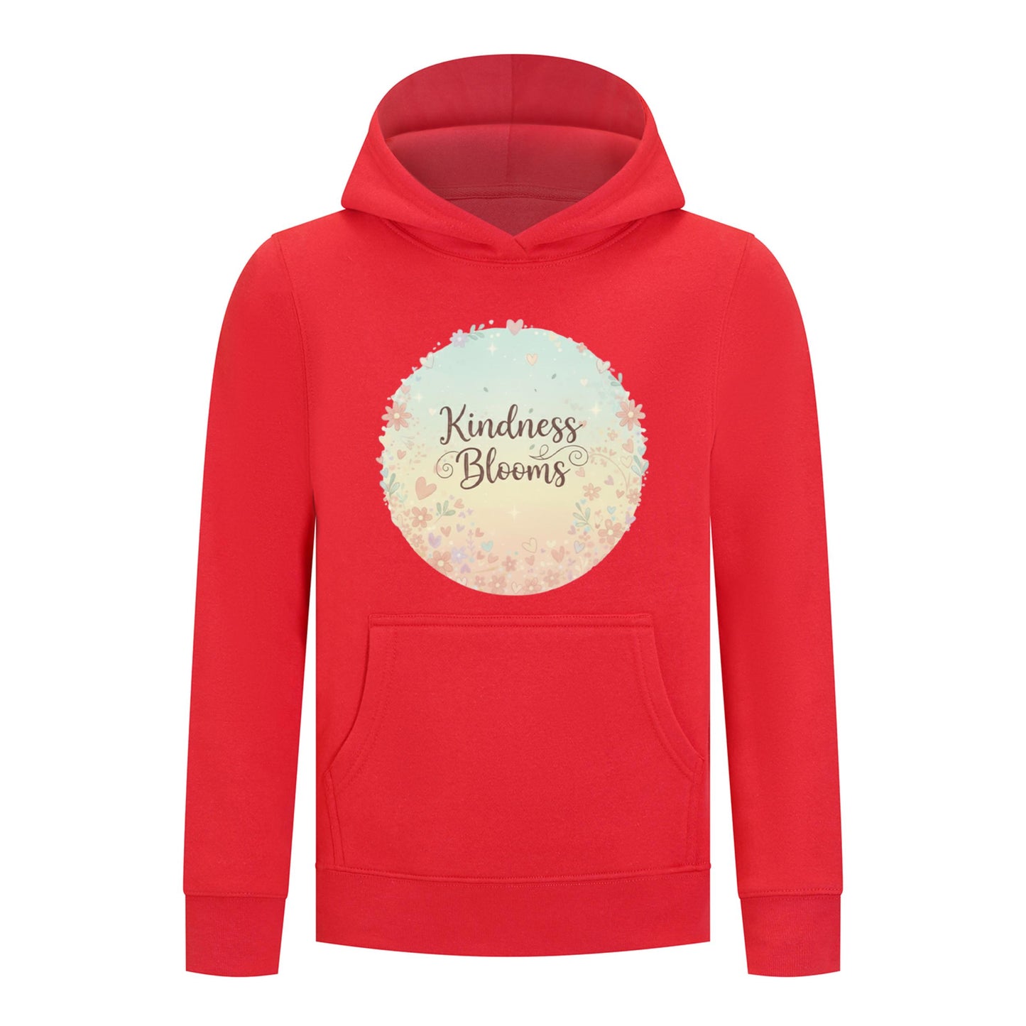 Everyday Kids “Kindness Blooms” Girls Pullover Hoodie – Pastel Floral Positive Sweatshirt