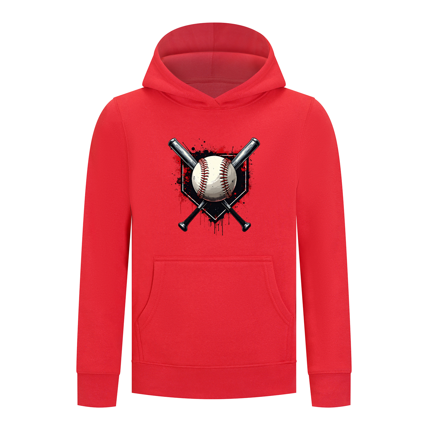 Everyday Kids Baseball Boys Pullover Hoodie – Bold Home Plate, Crossed Bat & Baseball Sweatshirt