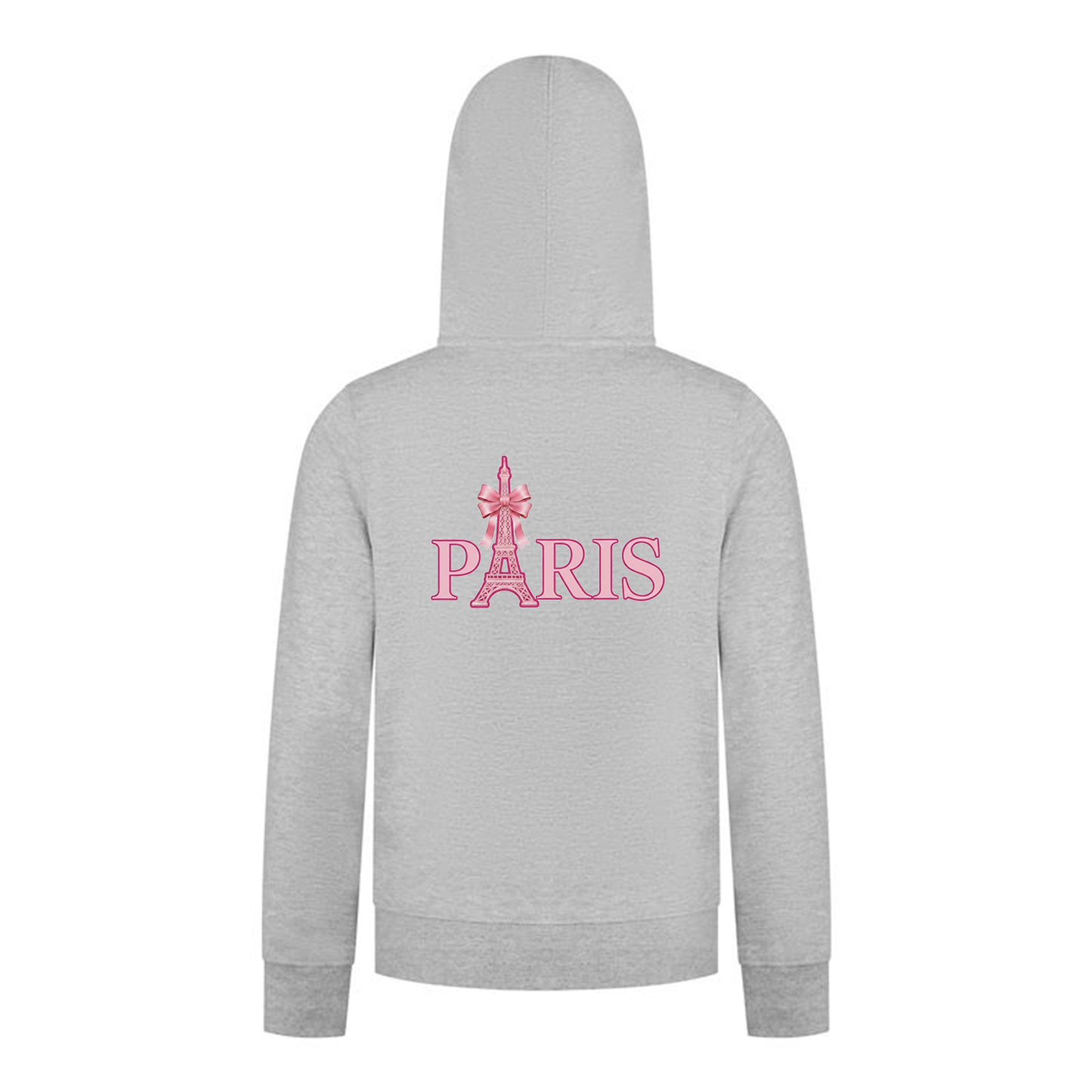 Everyday Kids Paris Bow Girls Zip Up Hoodie – Pink Eiffel Tower City Graphic Sweatshirt