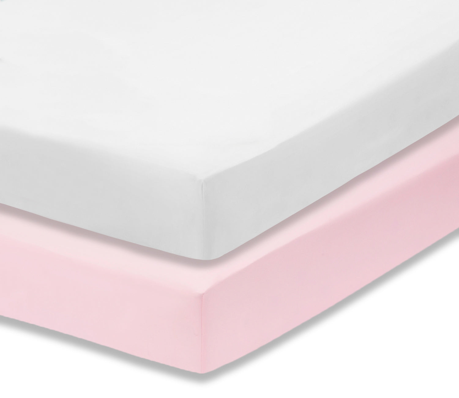 Pink/White 2-Pack Fitted Crib Sheets corner view