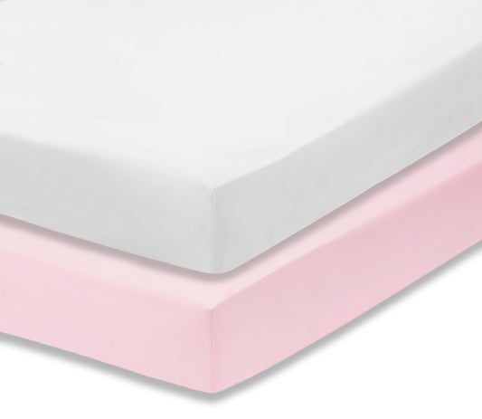 Pink/White 2-Pack Fitted Crib Sheets corner view