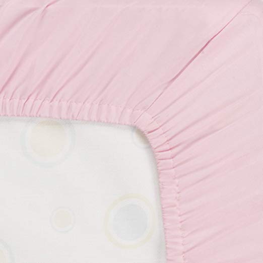 Pink/White 2-Pack Fitted Crib Sheets pink crib background close up