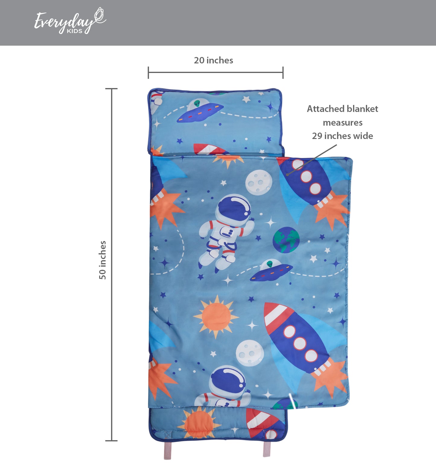 Outer Space Adventures Nap Mat with velcro w strap view