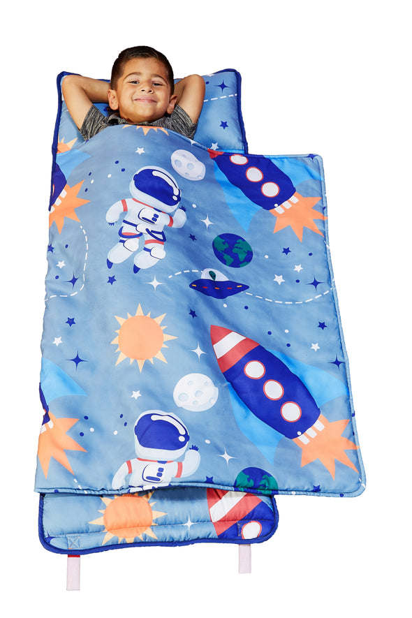 Outer Space Adventures Nap Mat with velcro w strap view