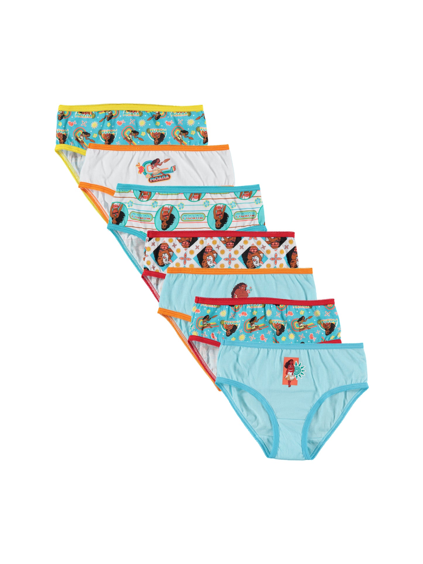 Disney Moana Girls 7-Pack Briefs – 100% Cotton Character Underwear Set