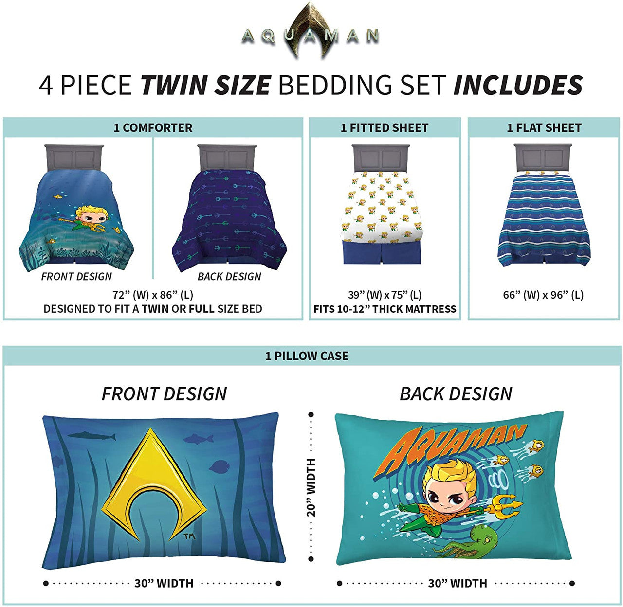 Aquaman Twin Comforter Set