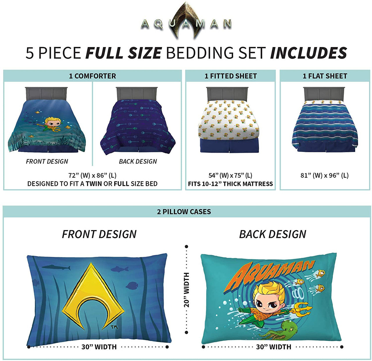 Aquaman Full Size Comforter Set