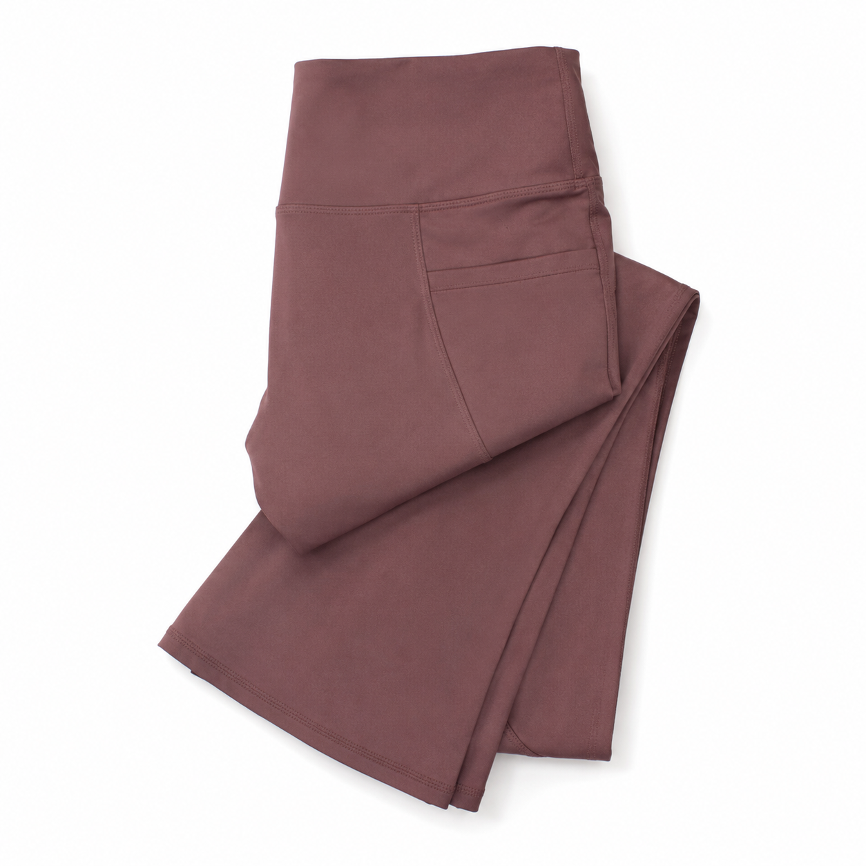 New York Laundry Women's High-Waisted Flare Yoga Pants with Side Pockets and Hem Slits, Mauve / Brown