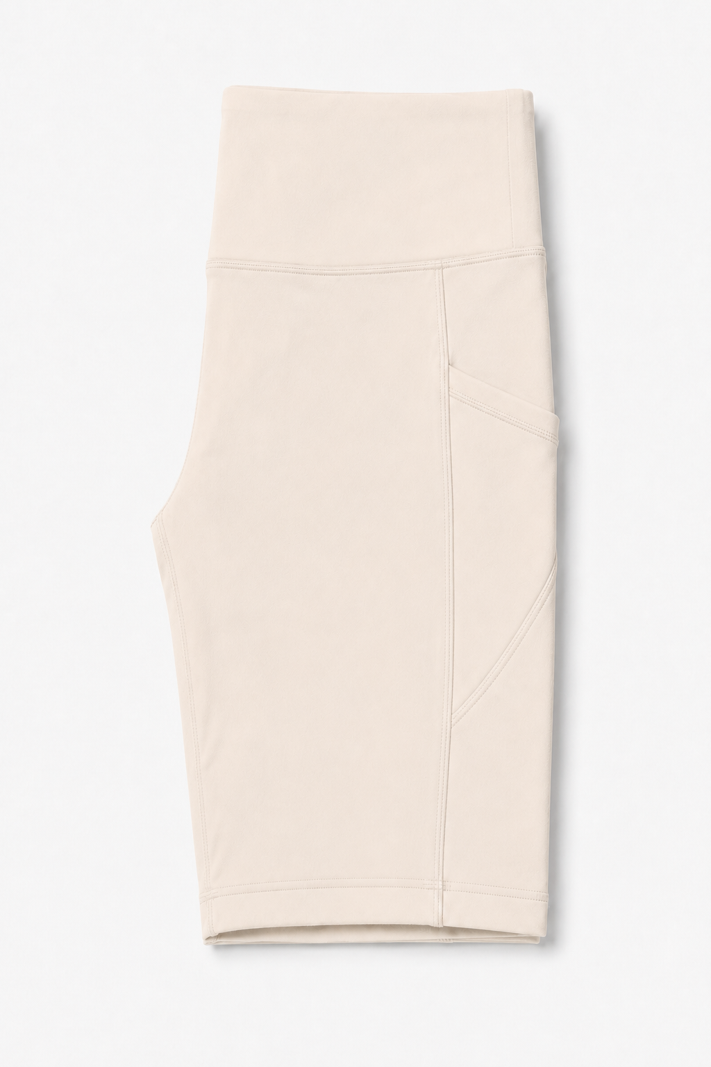 New York Laundry Women's 7-Inch High-Waisted Biker Shorts with Side Pockets, Cream / Beige