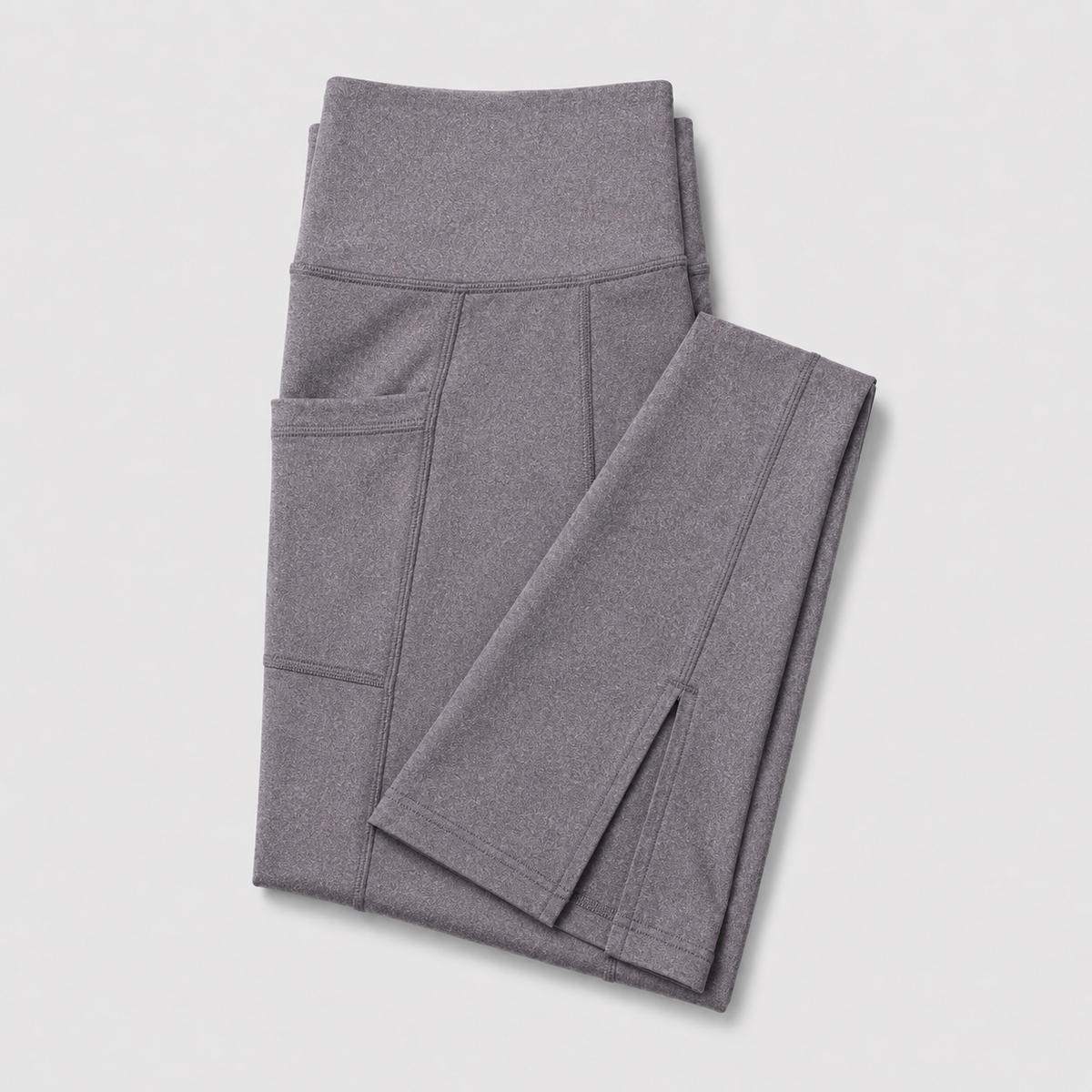 New York Laundry Women's High-Waisted Flare Yoga Pants with Side Pockets and Hem Slits, Heather Grey