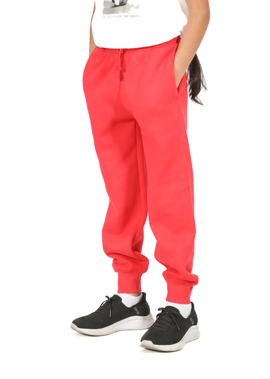 Girls’ Red Cotton Fleece Sweatpants