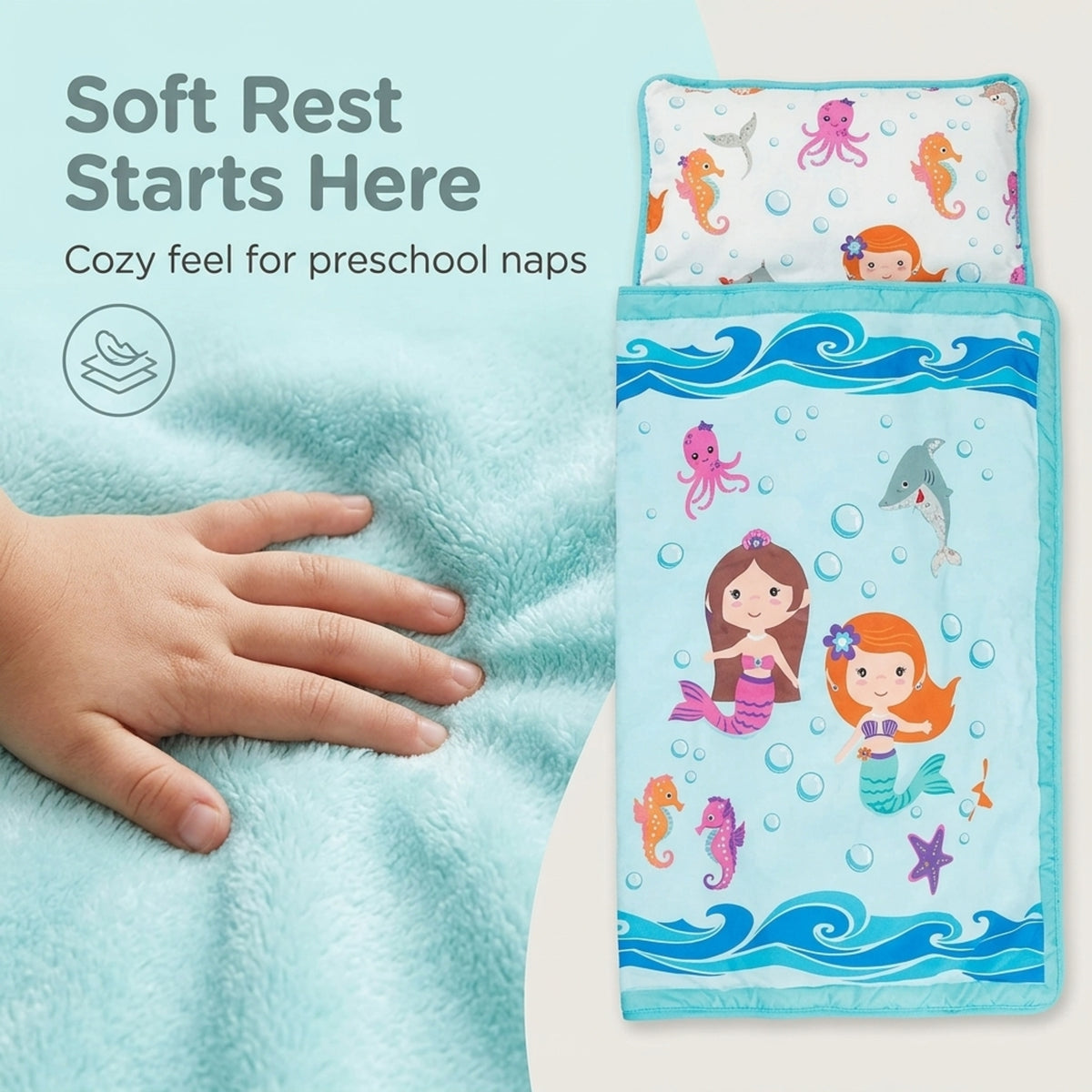 Underwater Mermaids Toddler Nap Mat with Pillow
