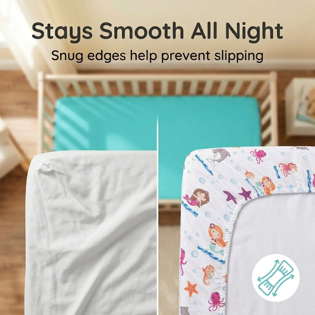 Mermaid/Aqua 2-Pack Fitted Crib Sheet