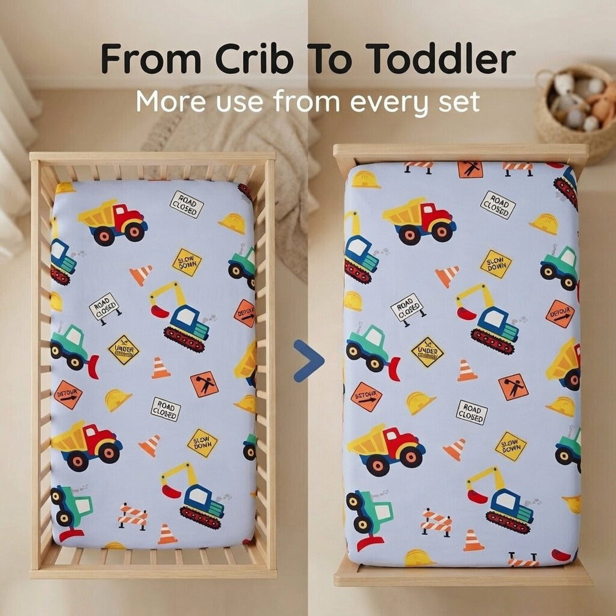 Under Construction 2-Pack Fitted Crib Sheet