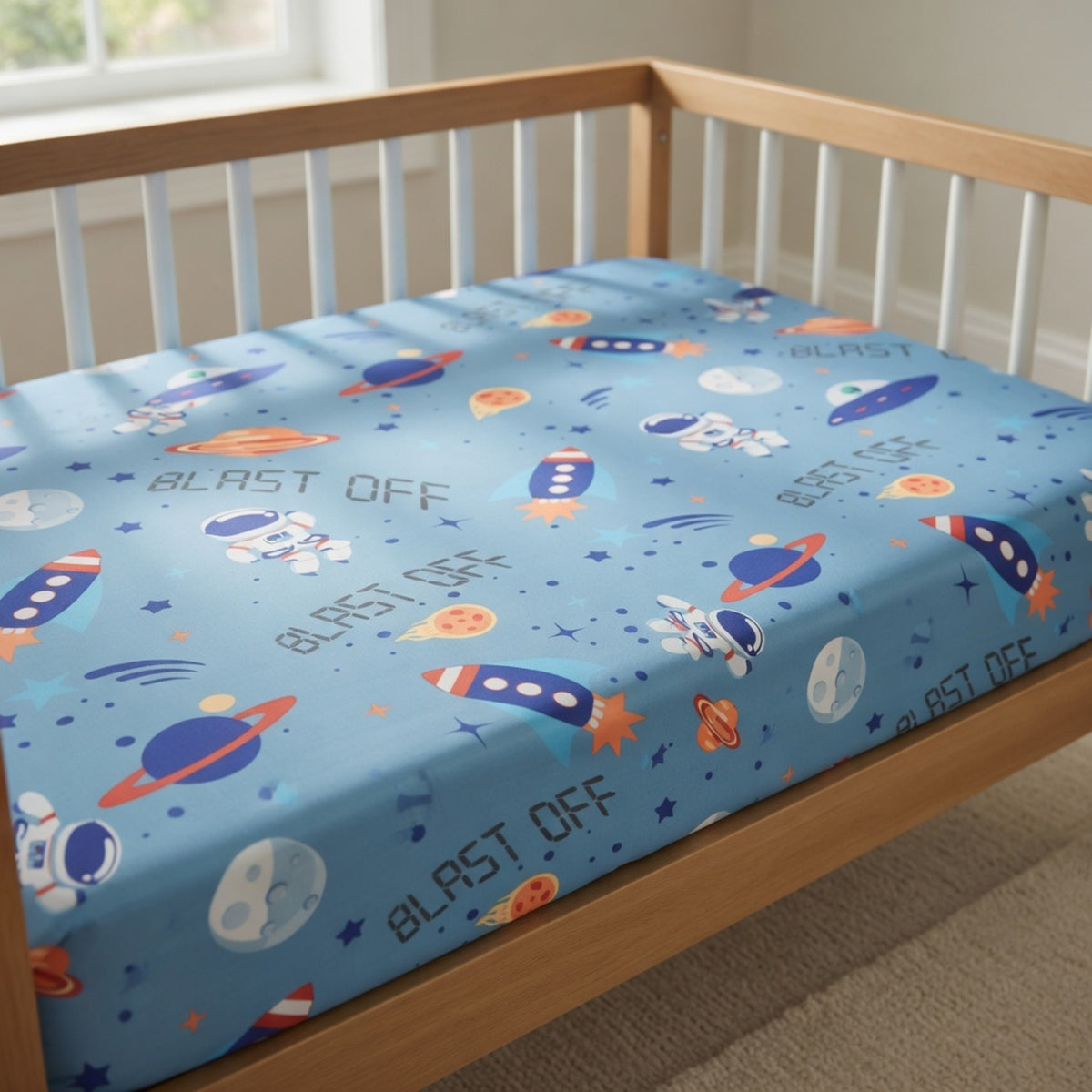 Outerspace Adventures Fitted Crib Sheet