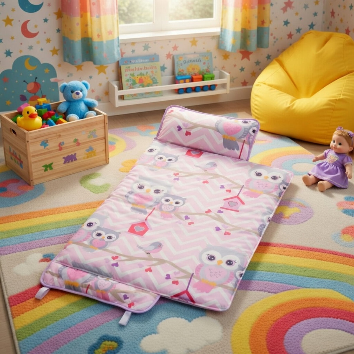 Sweet Owls Nap Mat with Pillow