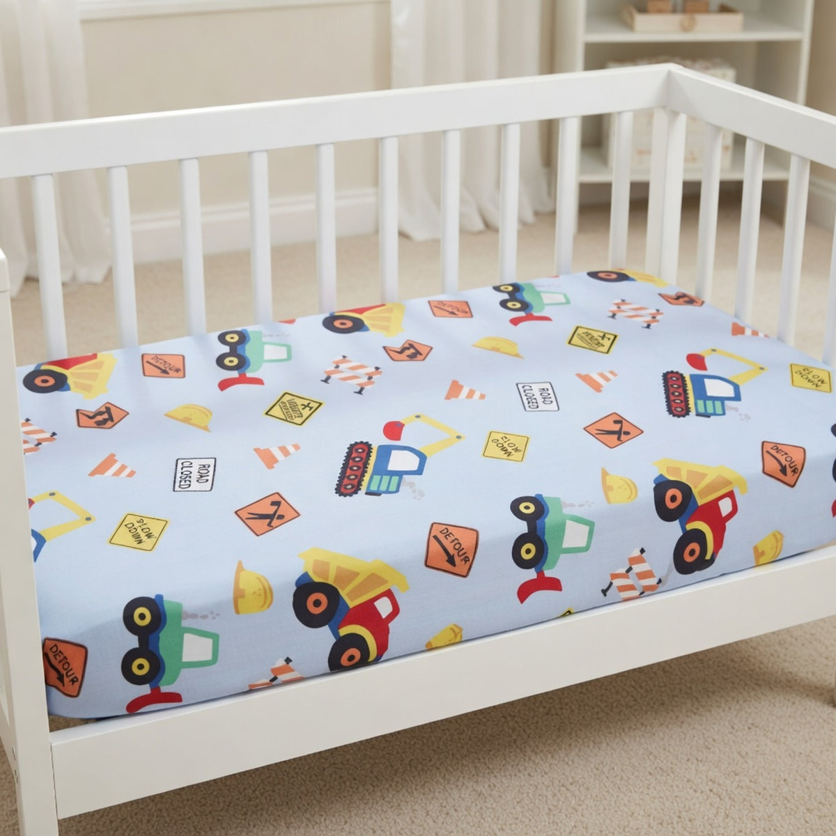 Under Construction Baby Boy Fitted Crib Sheet