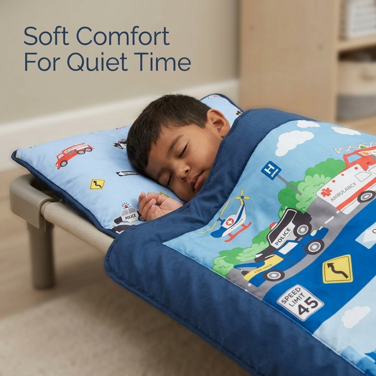 Fire Police Rescue Toddler Nap Mat with Pillow