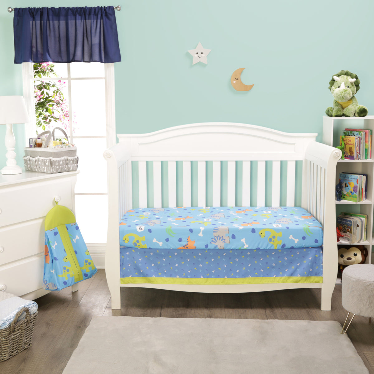 4 Piece Girls Crib Bedding Set - Dinosaurs