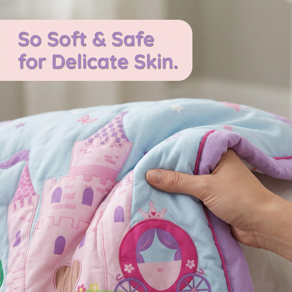 4 Piece Girls Crib Bedding Set -Princess Storyland
