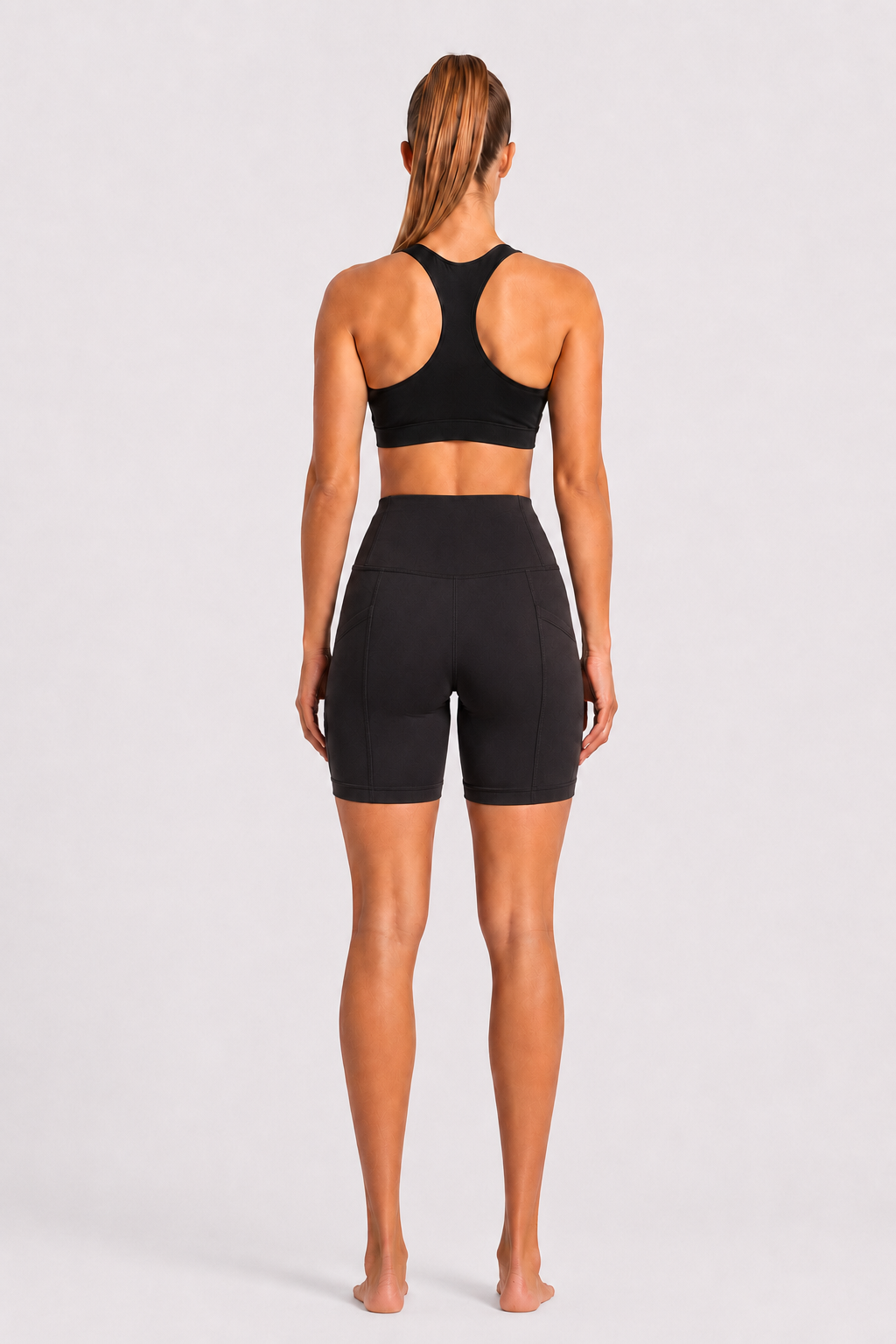 New York Laundry Women's 7-Inch High-Waisted Biker Shorts with Side Pockets, Jet Black