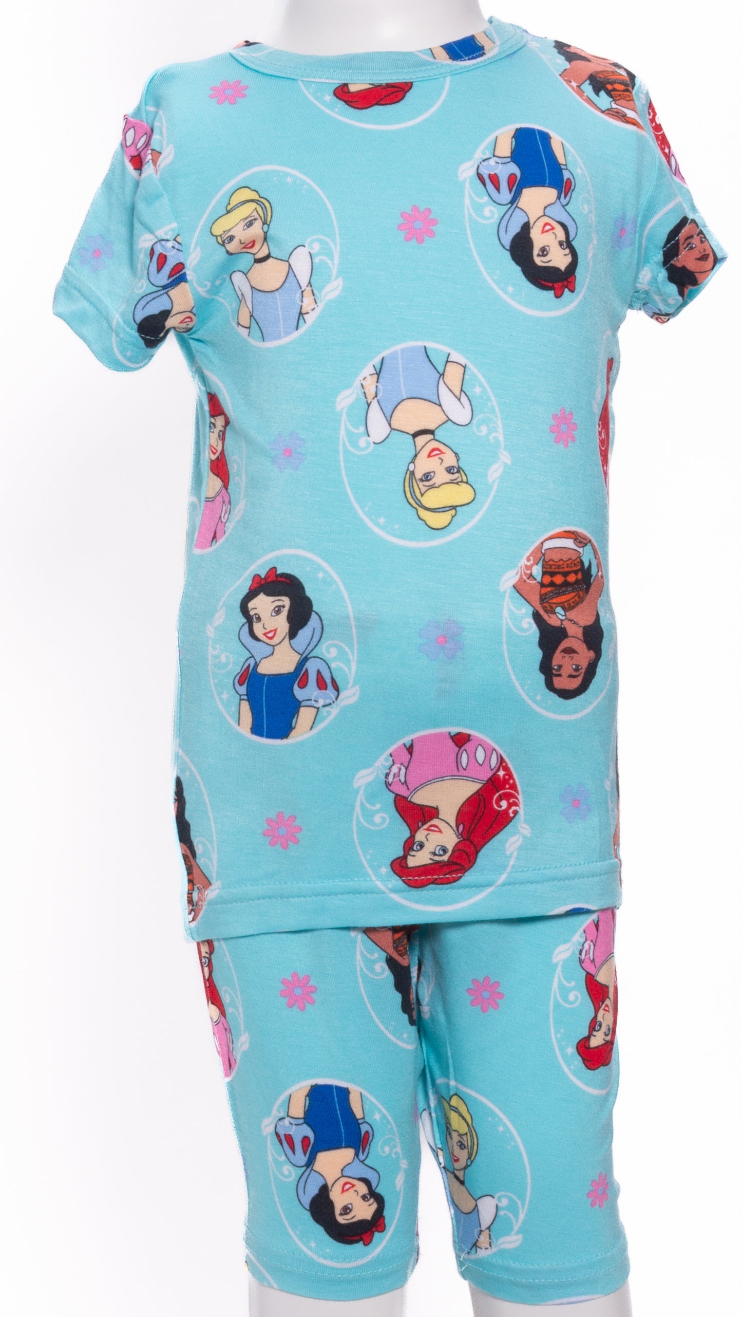 Disney Princess Girls Short Sleeve Pajama Set with Top and Pants – Soft Character Sleepwear for Kids