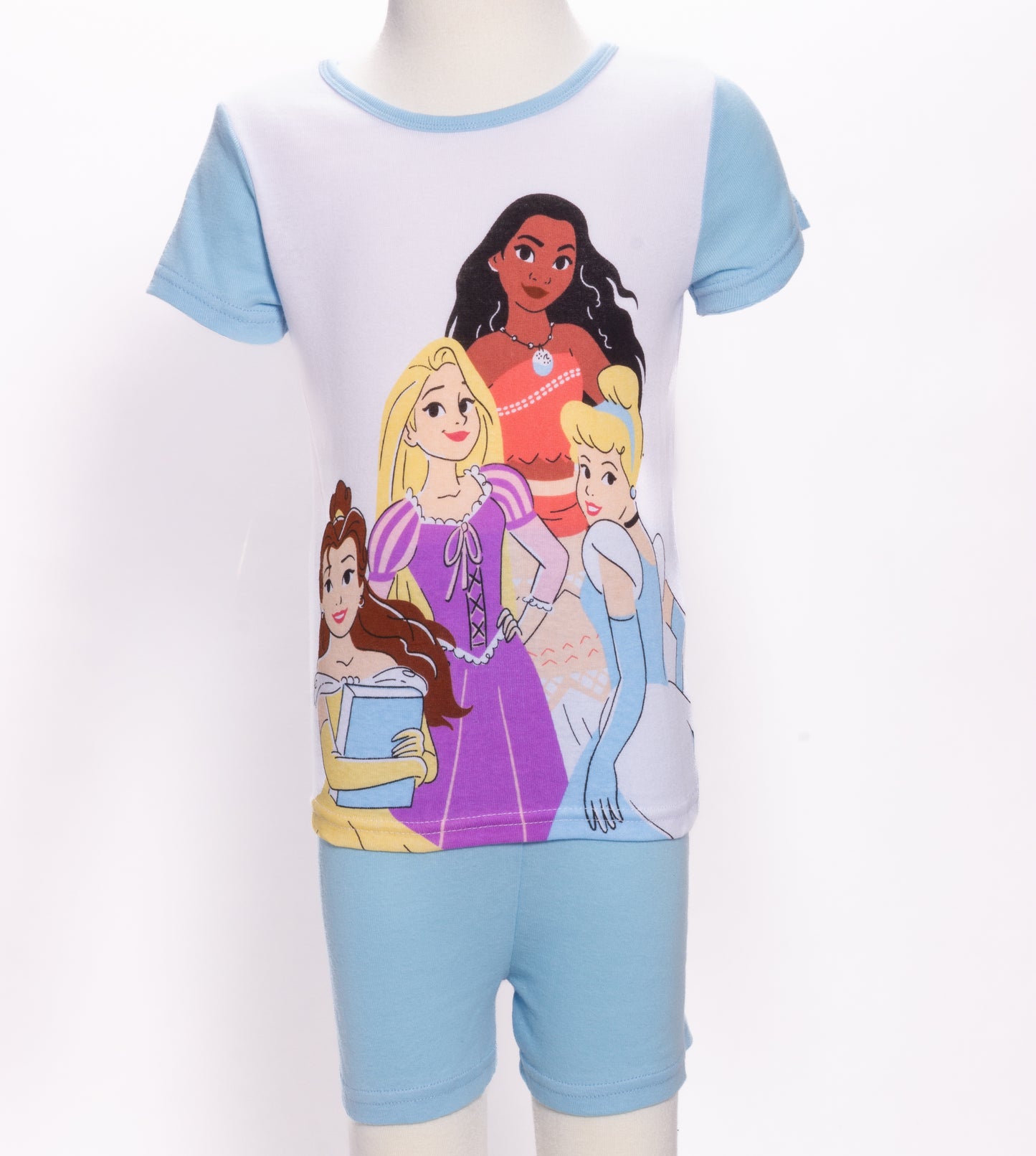 Disney Princess Toddler Girls 4-Piece Pajama Set – Short Sleeve Tops, Shorts and Pants Mix and Match Sleepwear