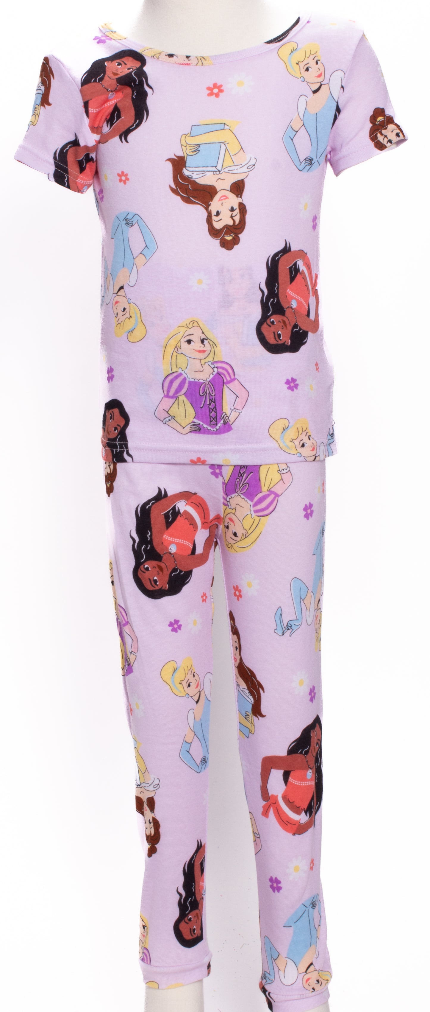 Disney Princess Toddler Girls 4-Piece Pajama Set – Short Sleeve Tops, Shorts and Pants Mix and Match Sleepwear