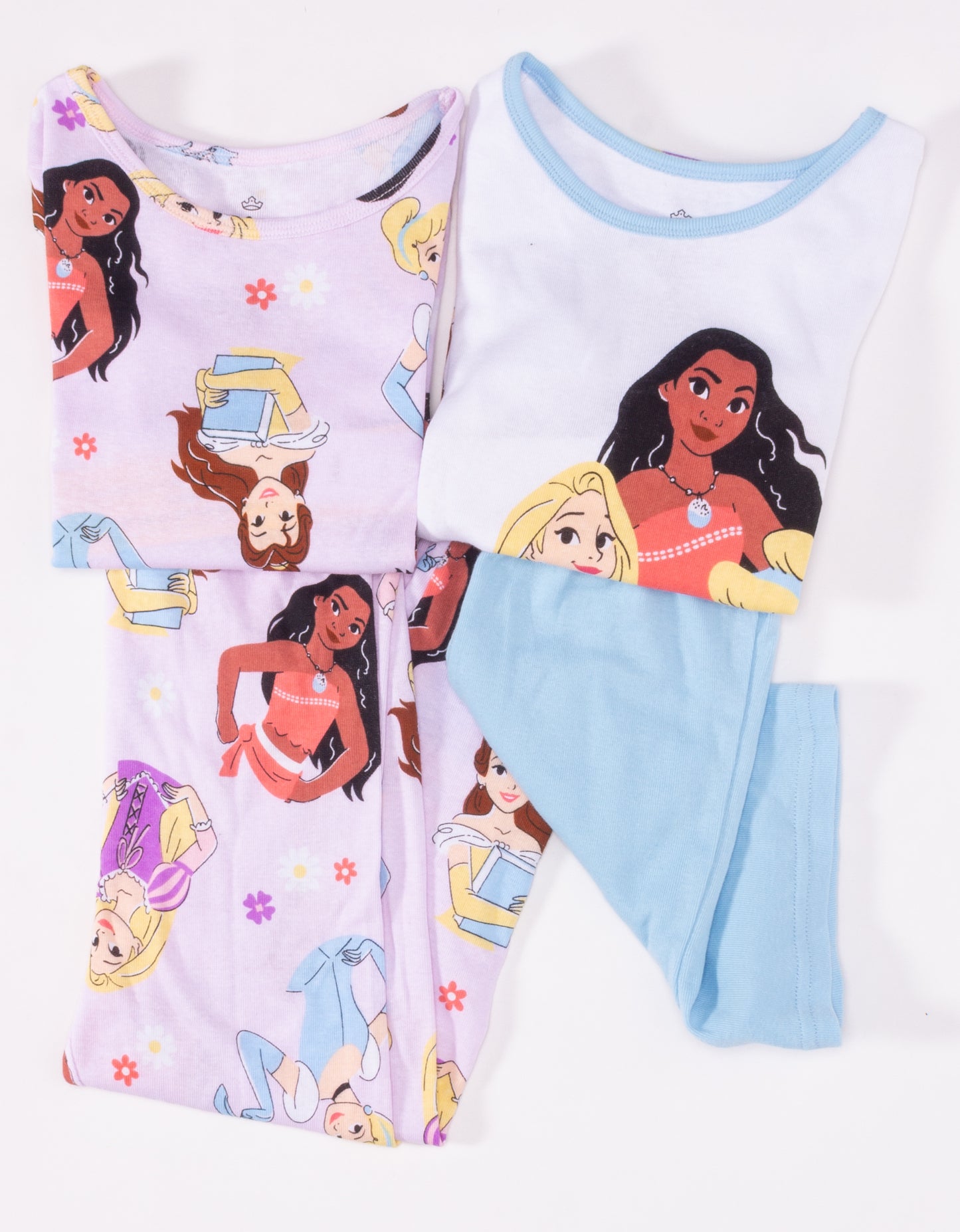 Disney Princess Toddler Girls 4-Piece Pajama Set – Short Sleeve Tops, Shorts and Pants Mix and Match Sleepwear