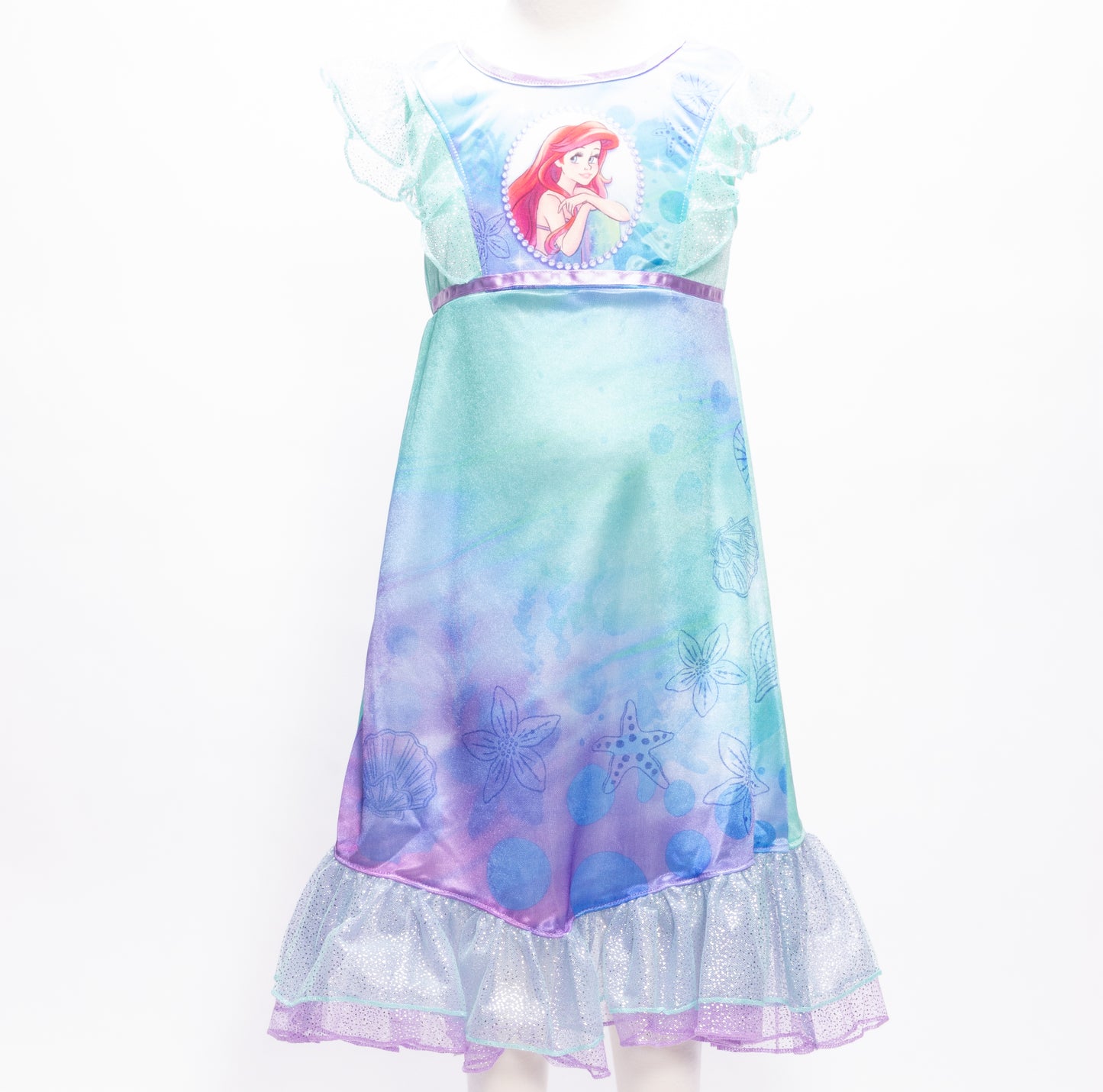 Disney The Little Mermaid Ariel Girls Nightgown – Soft Short Sleeve Sleep Dress Pajamas for Kids