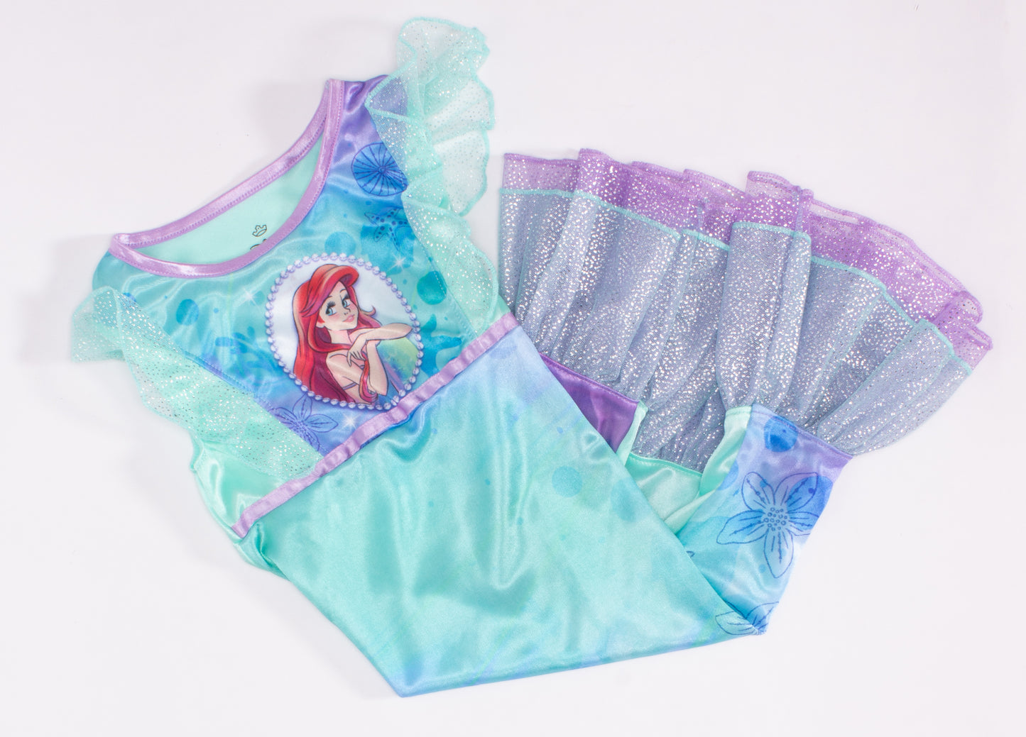 Disney The Little Mermaid Ariel Girls Nightgown – Soft Short Sleeve Sleep Dress Pajamas for Kids