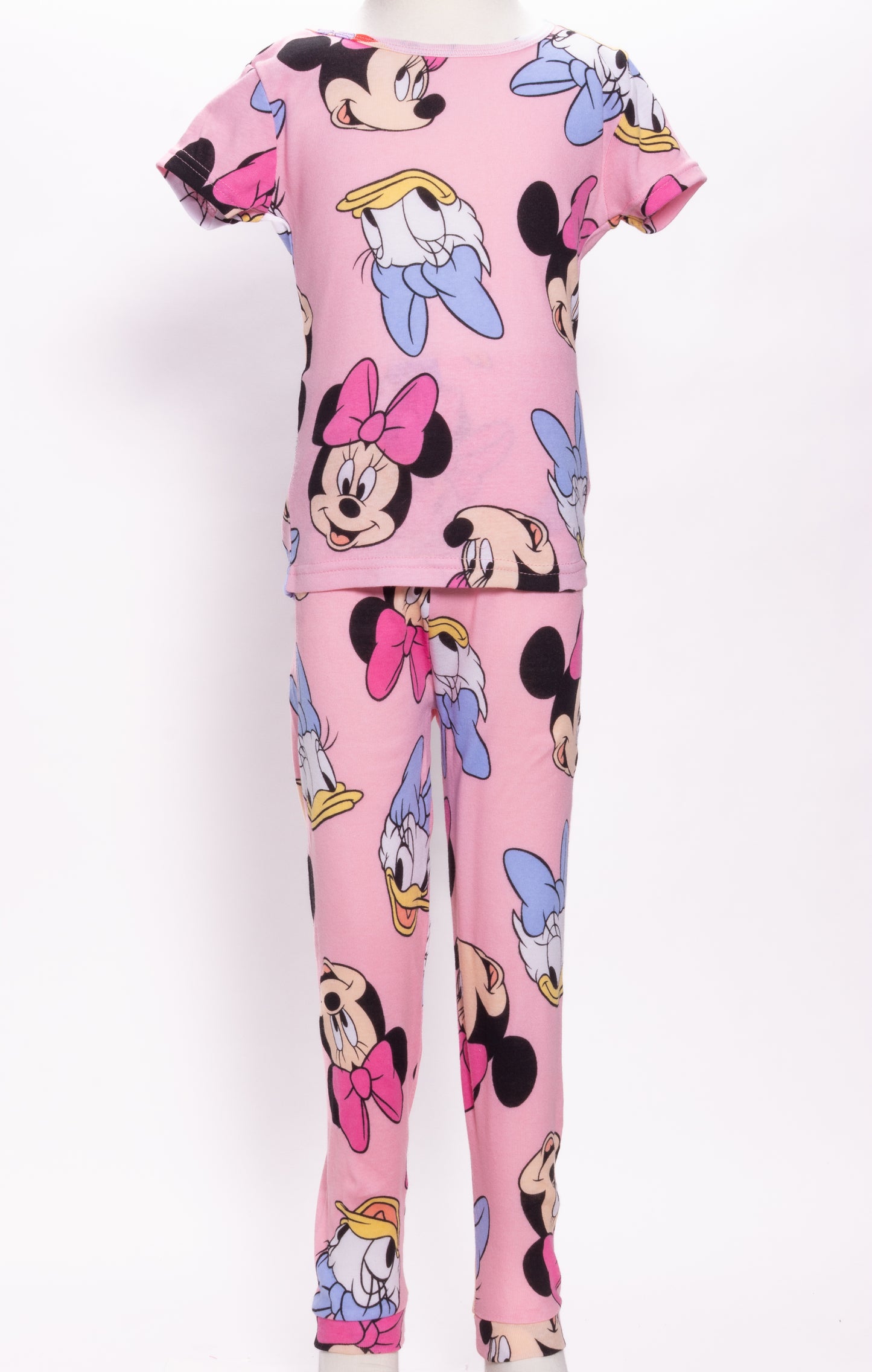 Disney Minnie Mouse Girls Short Sleeve 4 Piece Pajama Set with Top and Pants – Soft Character Sleepwear for Kids