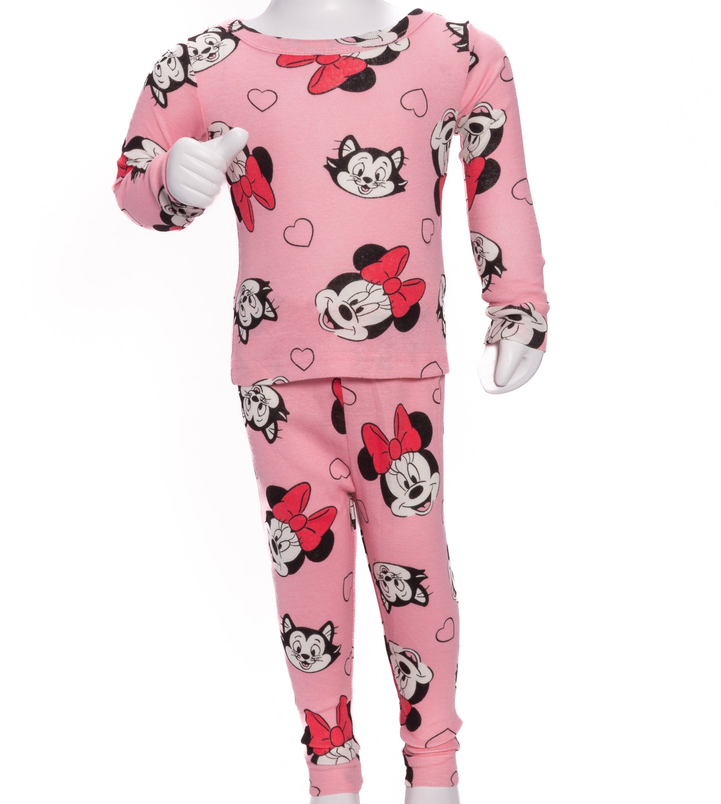 Disney Minnie Mouse and Figaro Toddler Girls 4-Piece Pajama Set – Short and Long Sleeve Character Sleepwear
