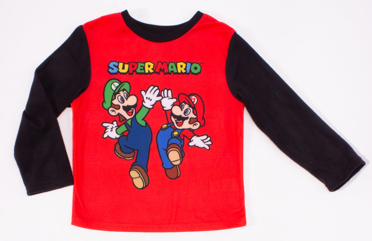 Super Mario Bros Boys 2-Piece Pajama Set – Long Sleeve Top and Pants Sleepwear, Kids Set
