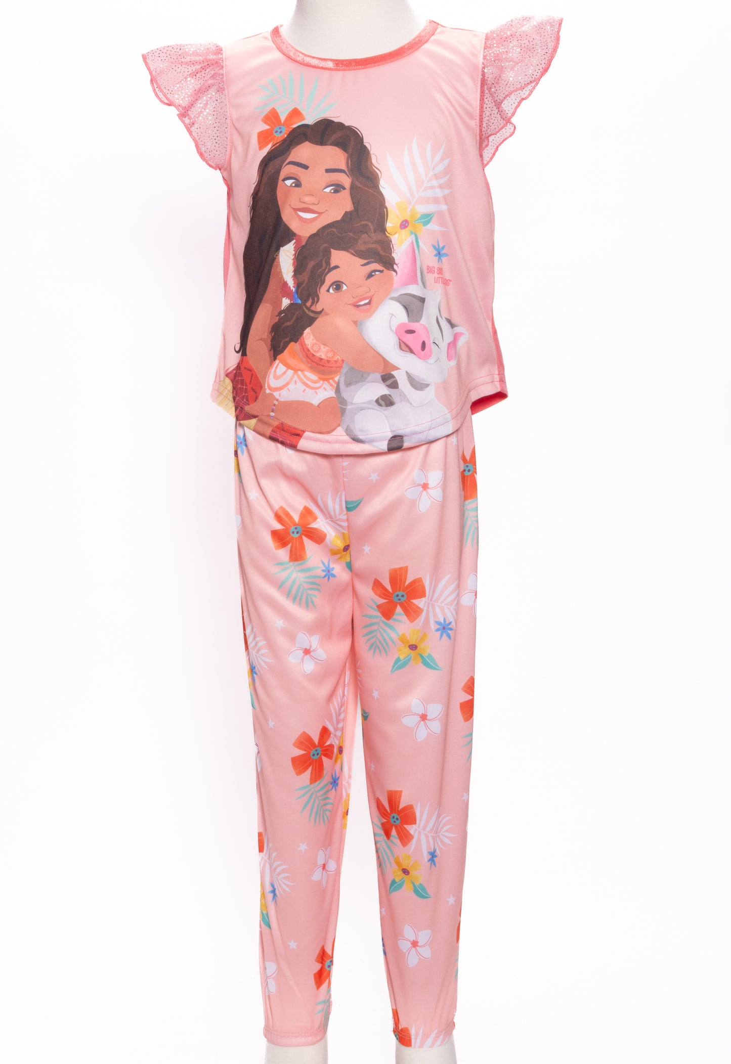 Disney Moana Toddler Girls 3-Piece Pajama Set – Short Sleeve Top, Long Pants and Shorts Character Sleepwear